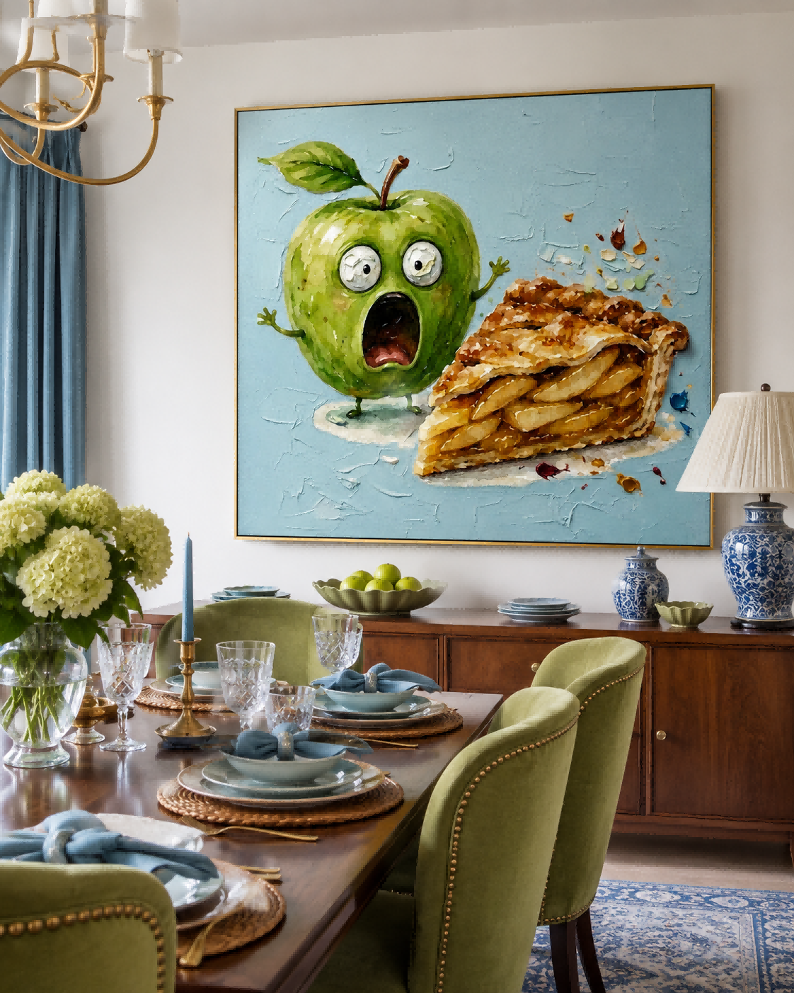 Cute Pop Art Style Food Painting With Textured Canvas For Living Room