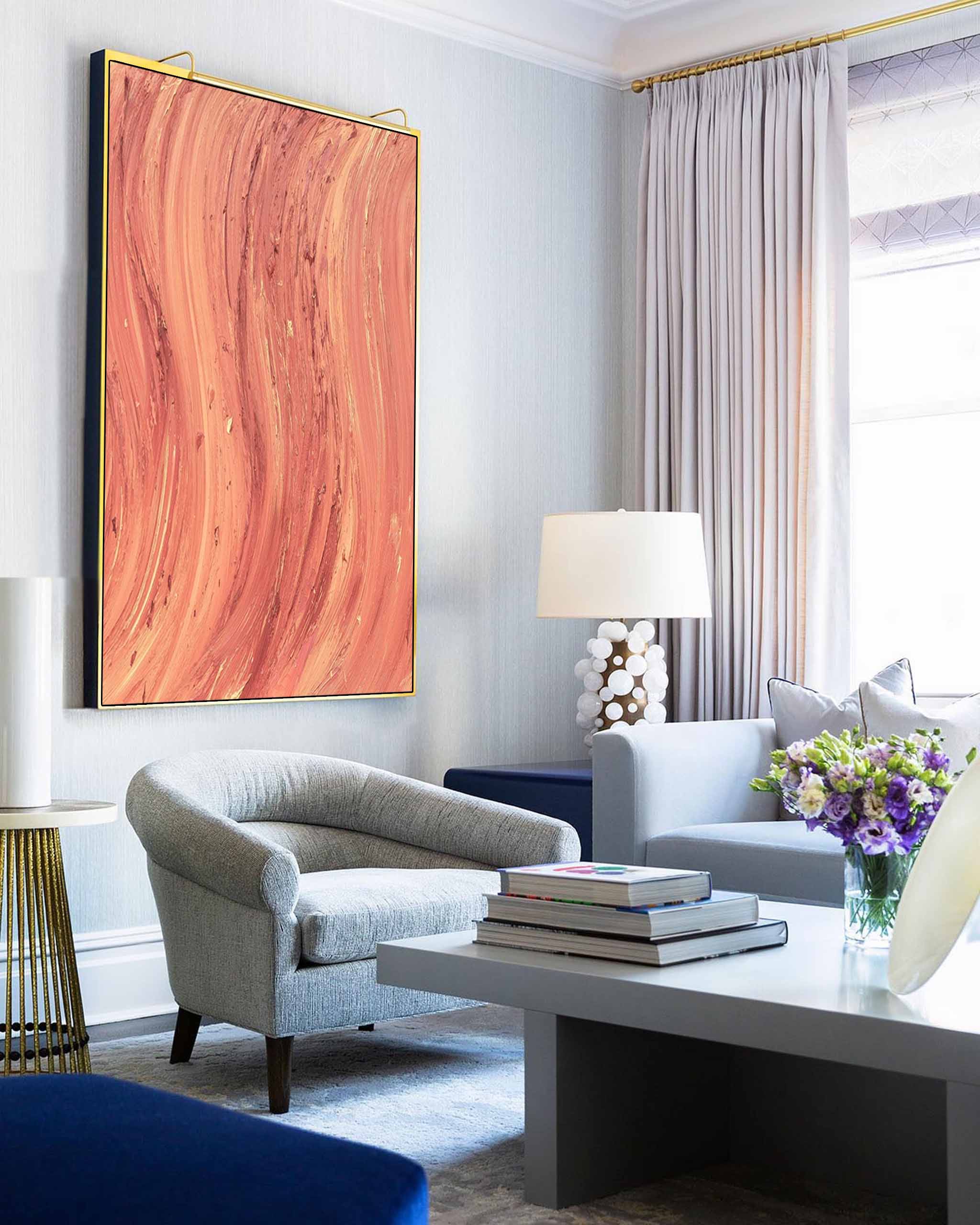 Orange Texture Minimalist Oil Painting On Canvas Large Abstract Acrylic Painting Original Wall Art Home Decor