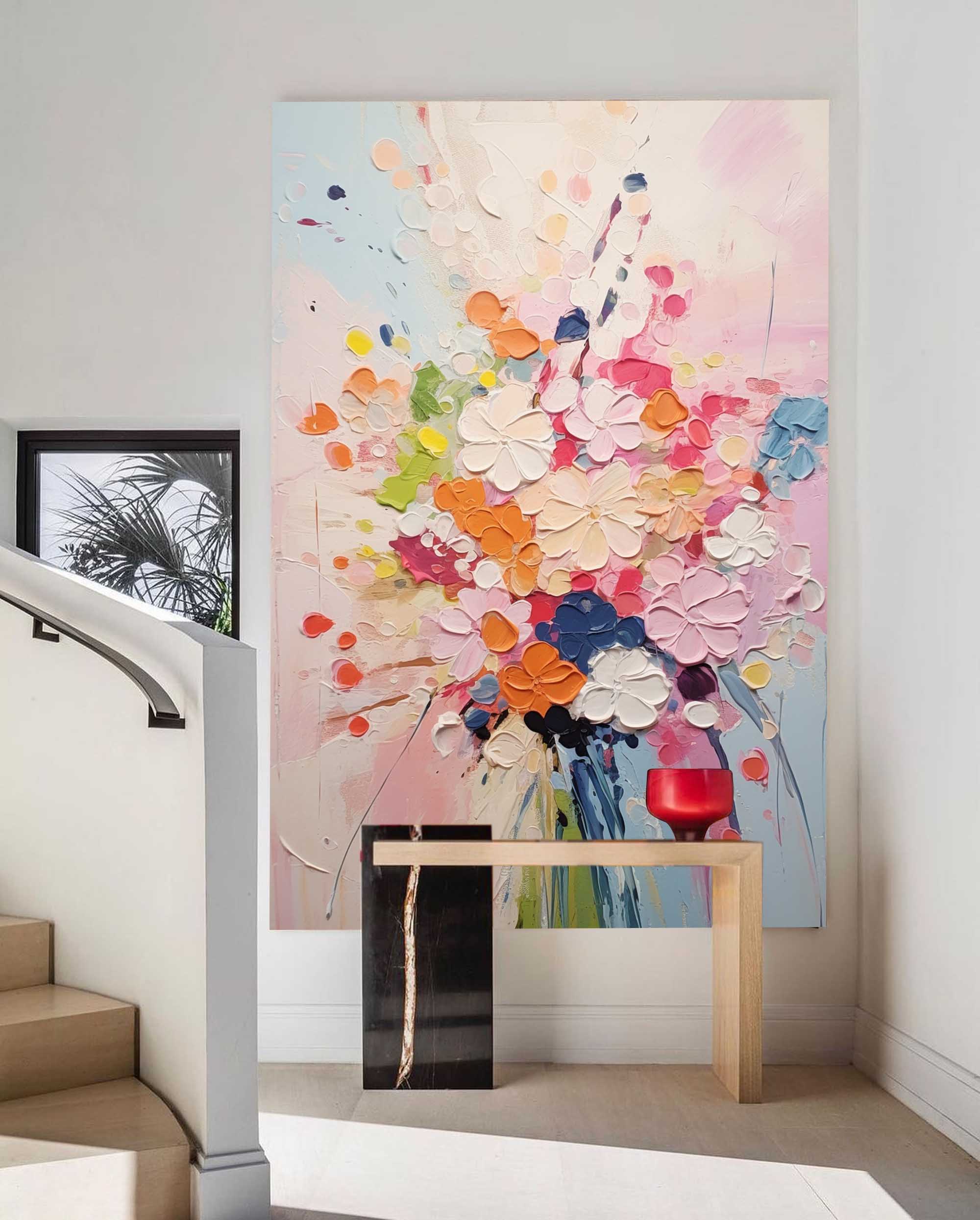 Modern Texture Wall Art Colorful Abstract Bouquet Oil Painting On Canvas Large Original Acrylic Painting Home Decor