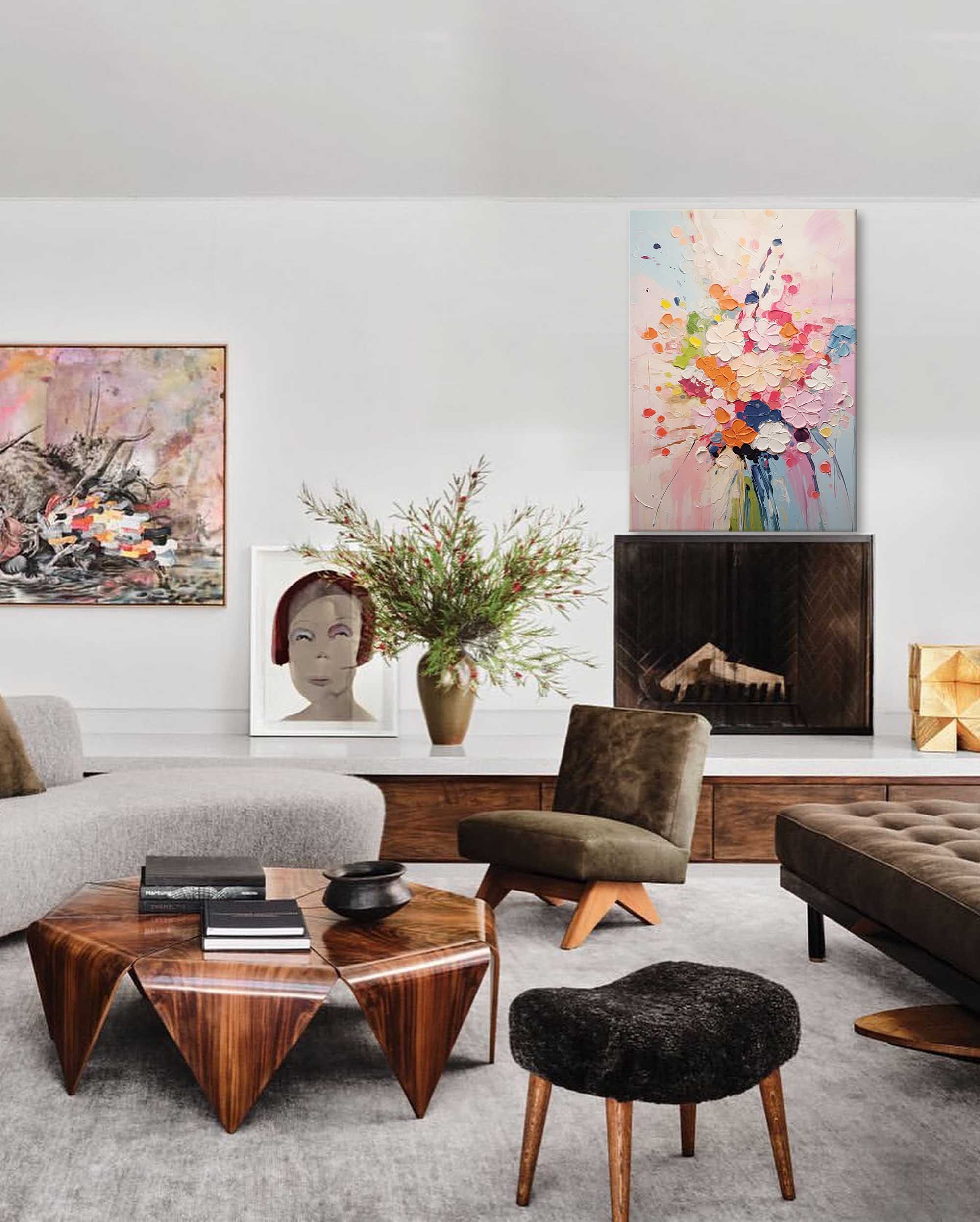 Modern Texture Wall Art Colorful Abstract Bouquet Oil Painting On Canvas Large Original Acrylic Painting Home Decor