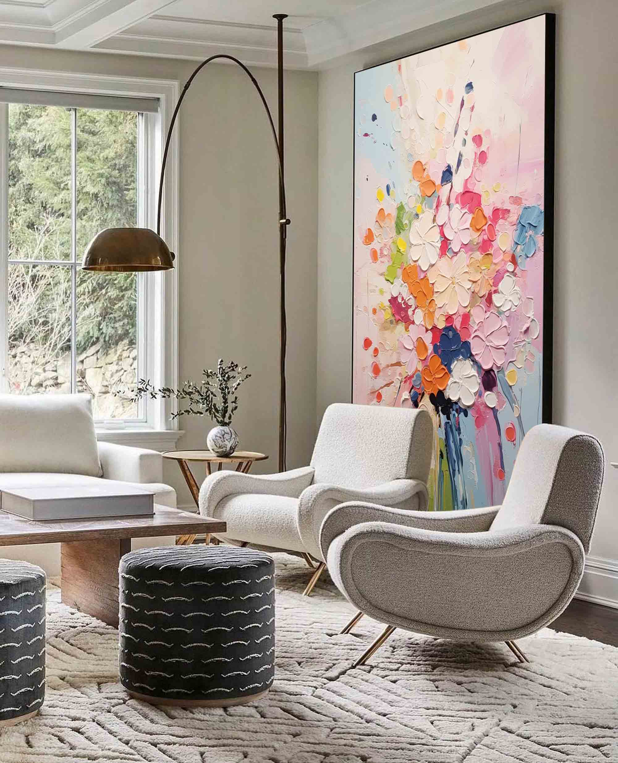 Modern Texture Wall Art Colorful Abstract Bouquet Oil Painting On Canvas Large Original Acrylic Painting Home Decor