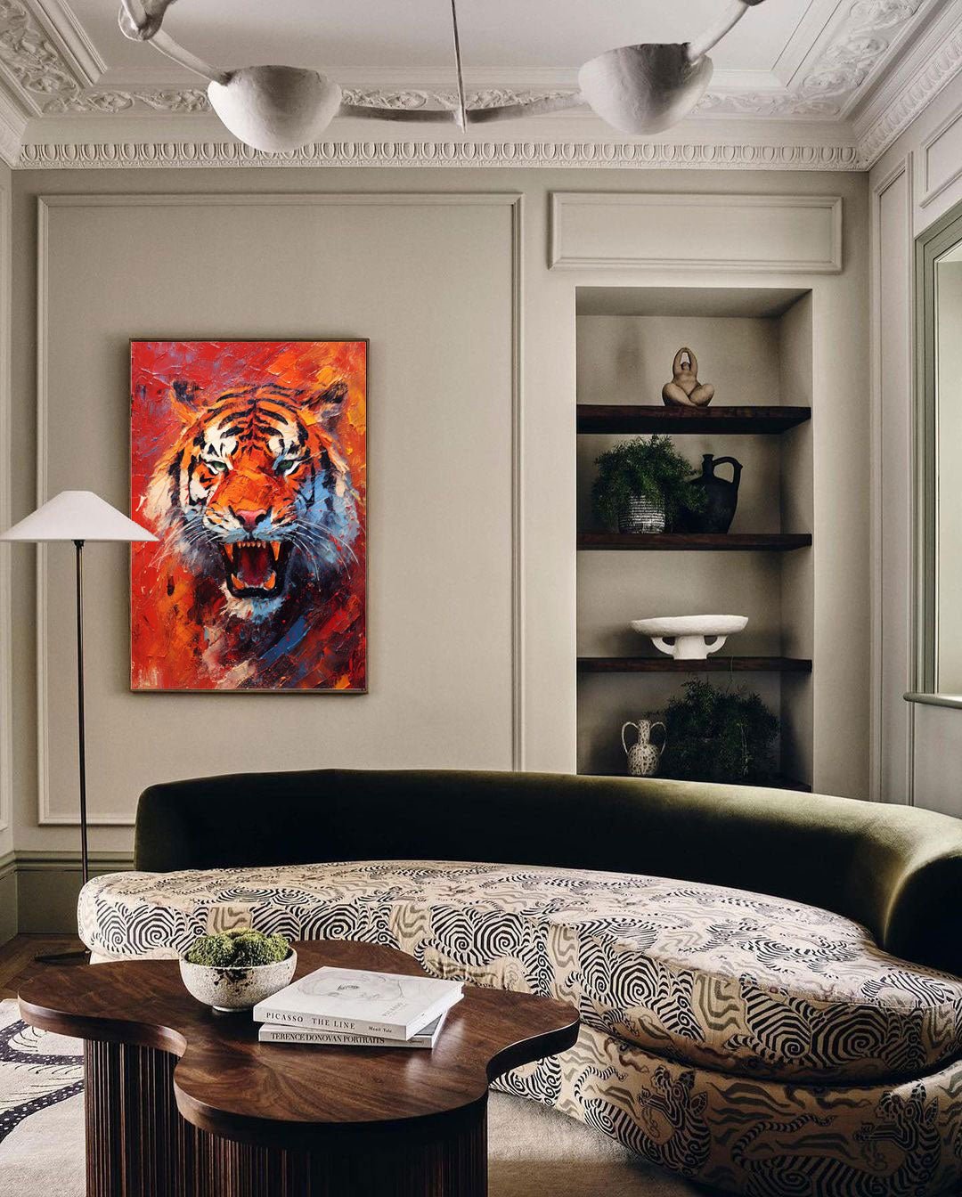 Impressionist Bright Tiger Canvas Oil Painting Original Tiger Canvas Wall Art Texture Modern Animal Oil Painting Home Decor