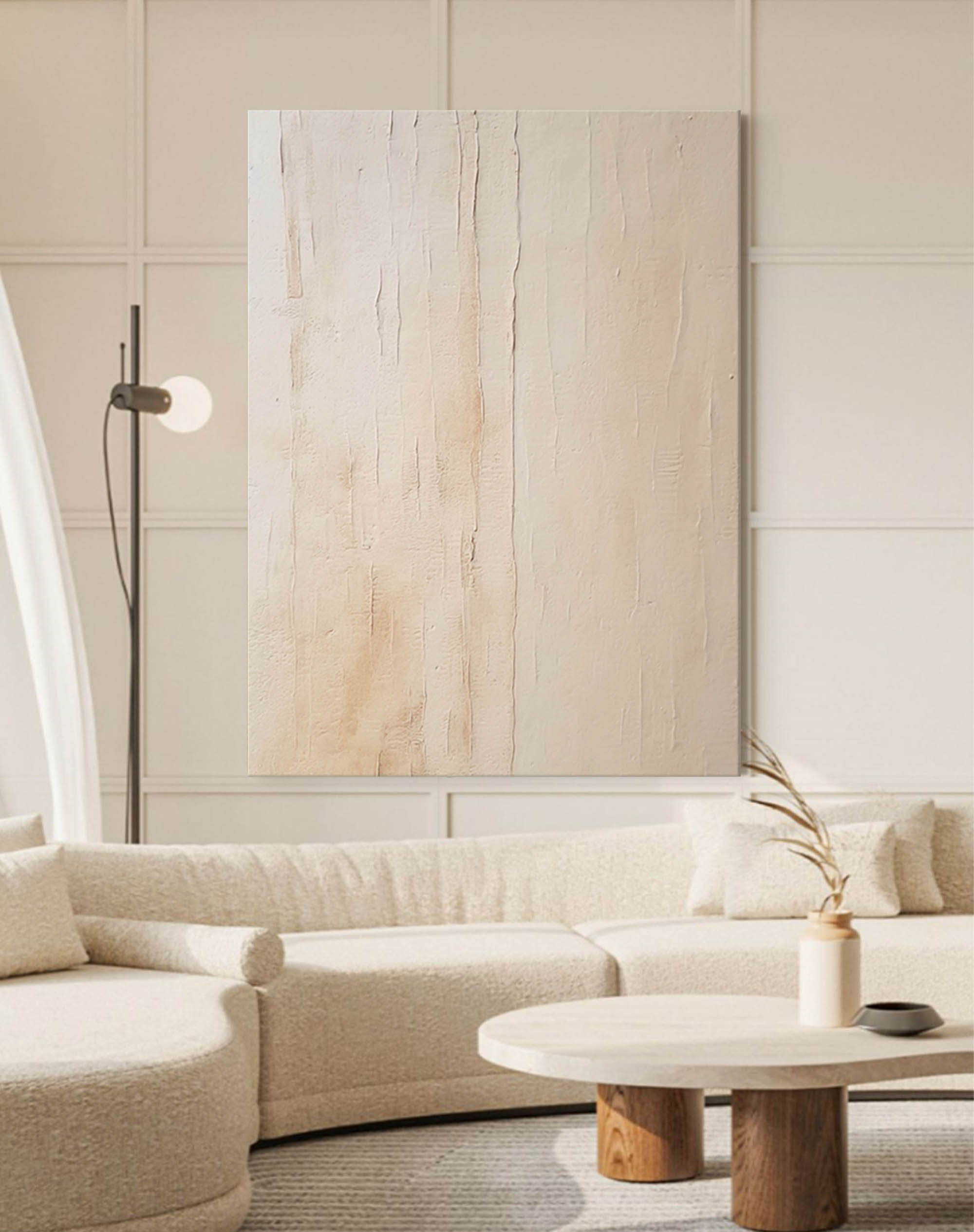 Texture Beige Minimalist Oil Painting On Canvas Large Abstract Original Vintage Wall Art Home Decor