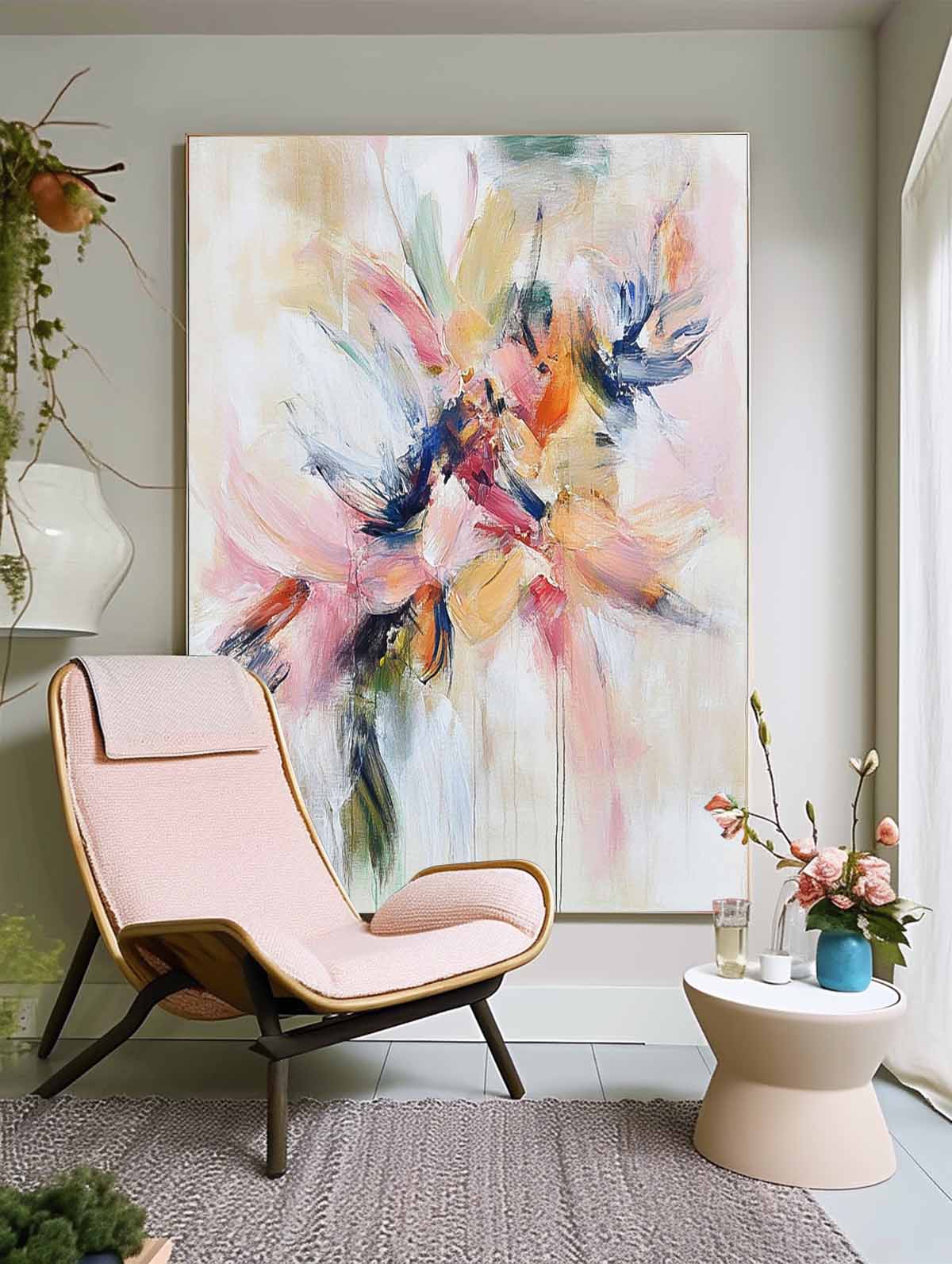 Modern Minimalist Wall Art Original Acrylic Painting Wall Art Abstract Fireworks Oil Painting on Canvas