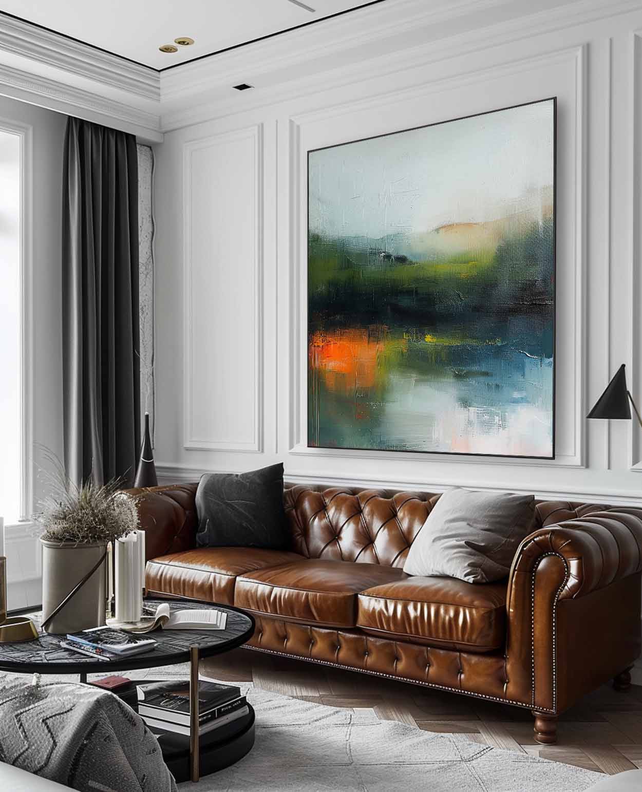 Modern Grey Scenery Nature Art Original Landscape Wall Art Large Abstract Oil Painting Canvas Home Decor