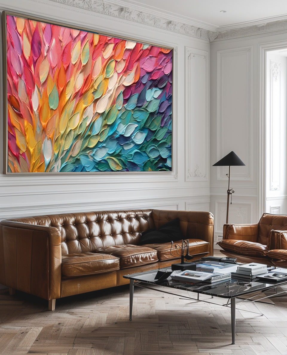 Original Texture Petal Oil Painting On Canvas Large Colorful Acrylic Painting Modern Abstract Artwork