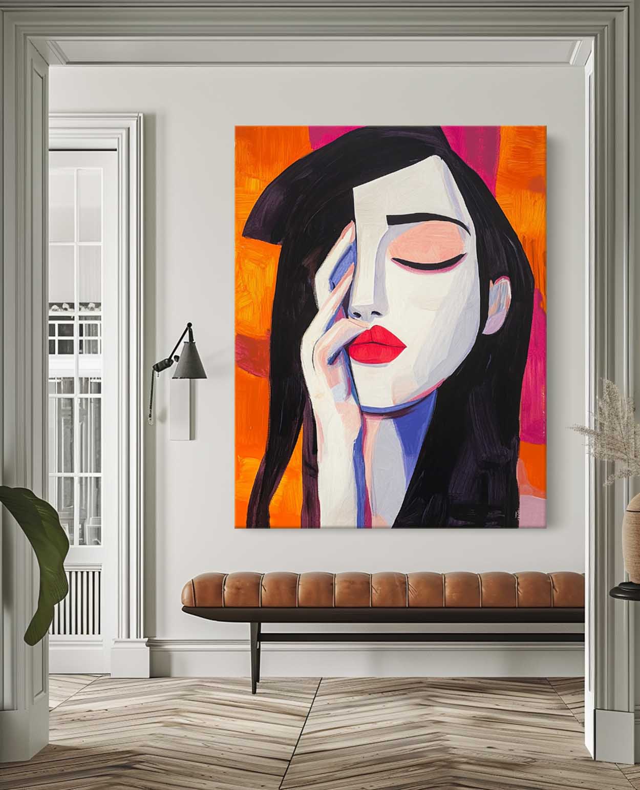 Portrait Modern Artwork Abstract Woman Oil Painting On Canvas Color Original Texture Girl Wall Art