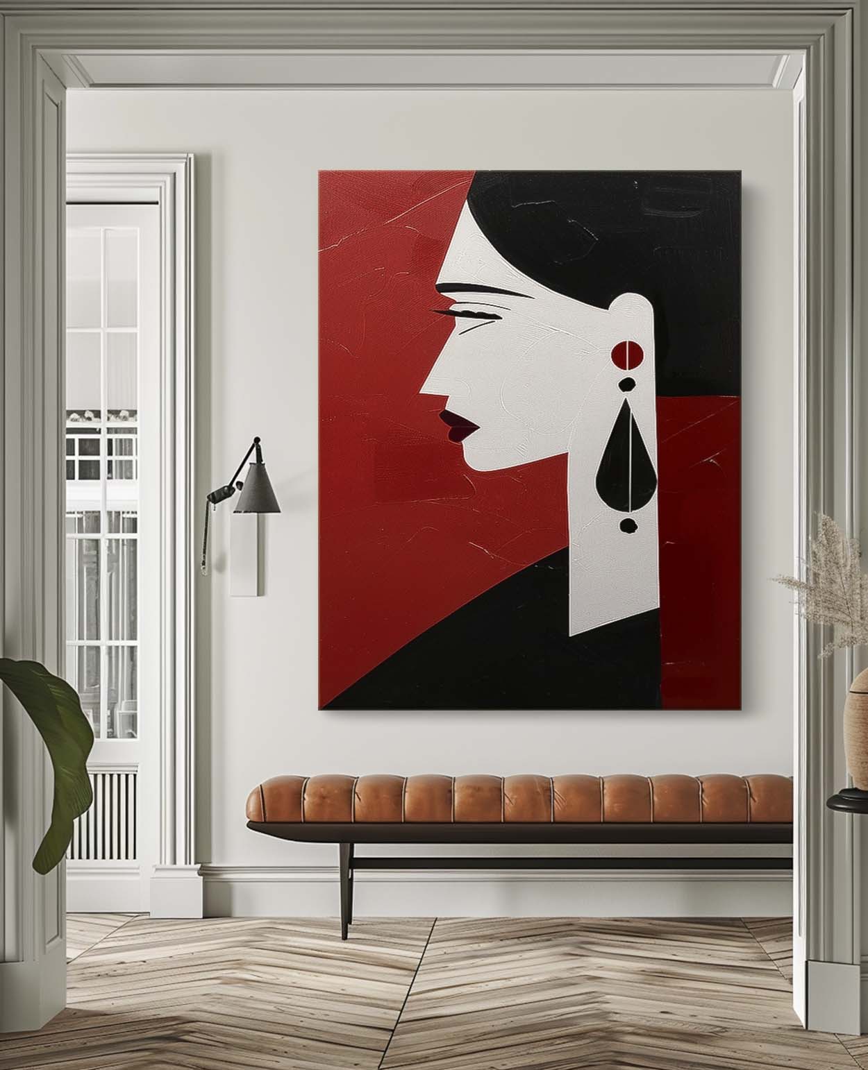 Handmade Canvas Lady Painting Custom Women Portrait Painting Face Art Vertical Minimalism Original Wall Art