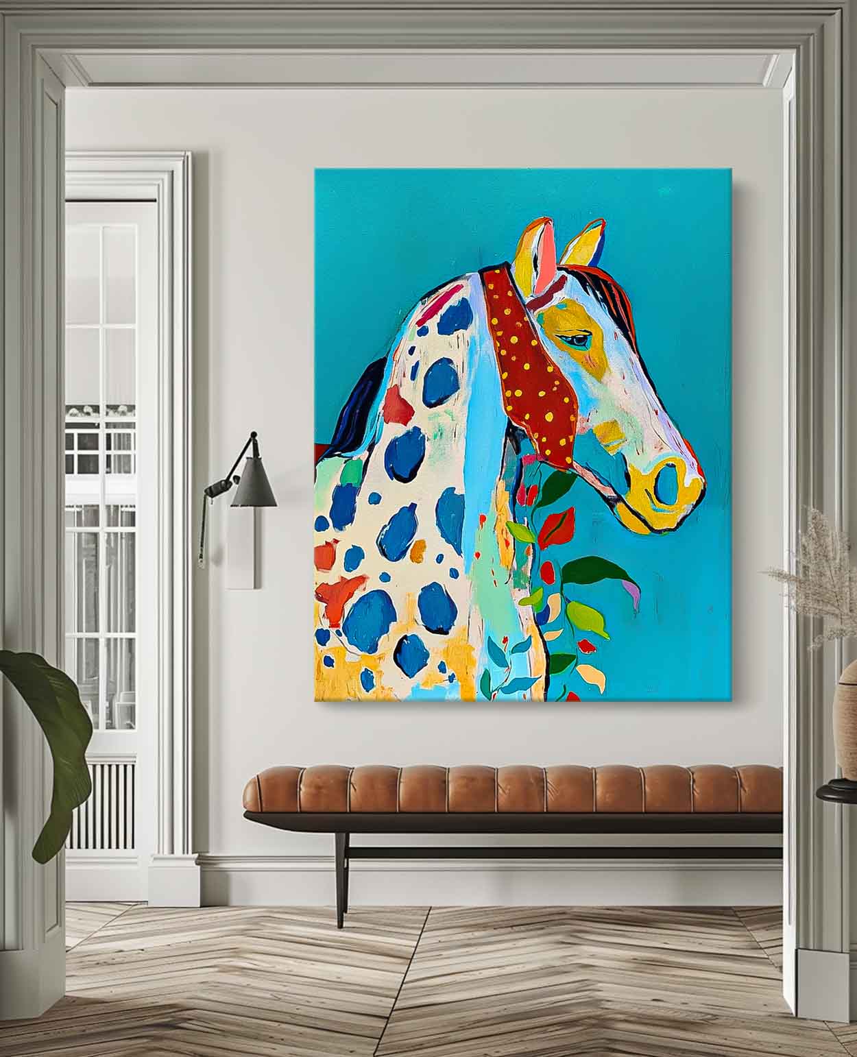 Modern Blue Horse Abstract Wall Art Minimalism Graffiti Animal Oil Painting Large Acrylic Painting Home Decor