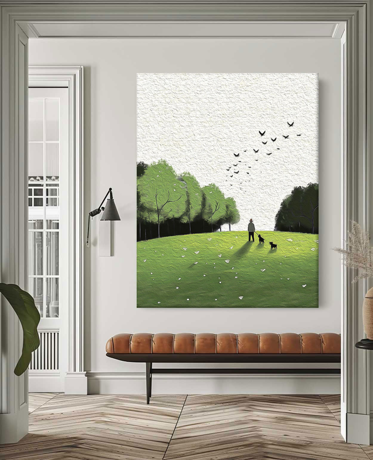 Large Lawn scenery Painting On Canvas Abstract Comfortable Scenery Oil Painting Green Landscape Artwork
