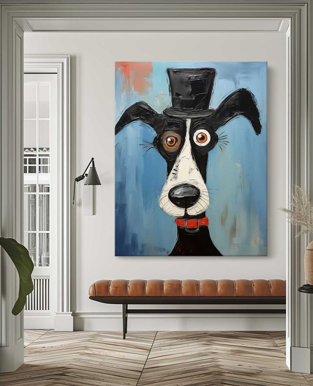 Impressionism Animal Oil Painting Abstract Lovely Dog Acrylic Painting Large Puppy Artwork Home Decor