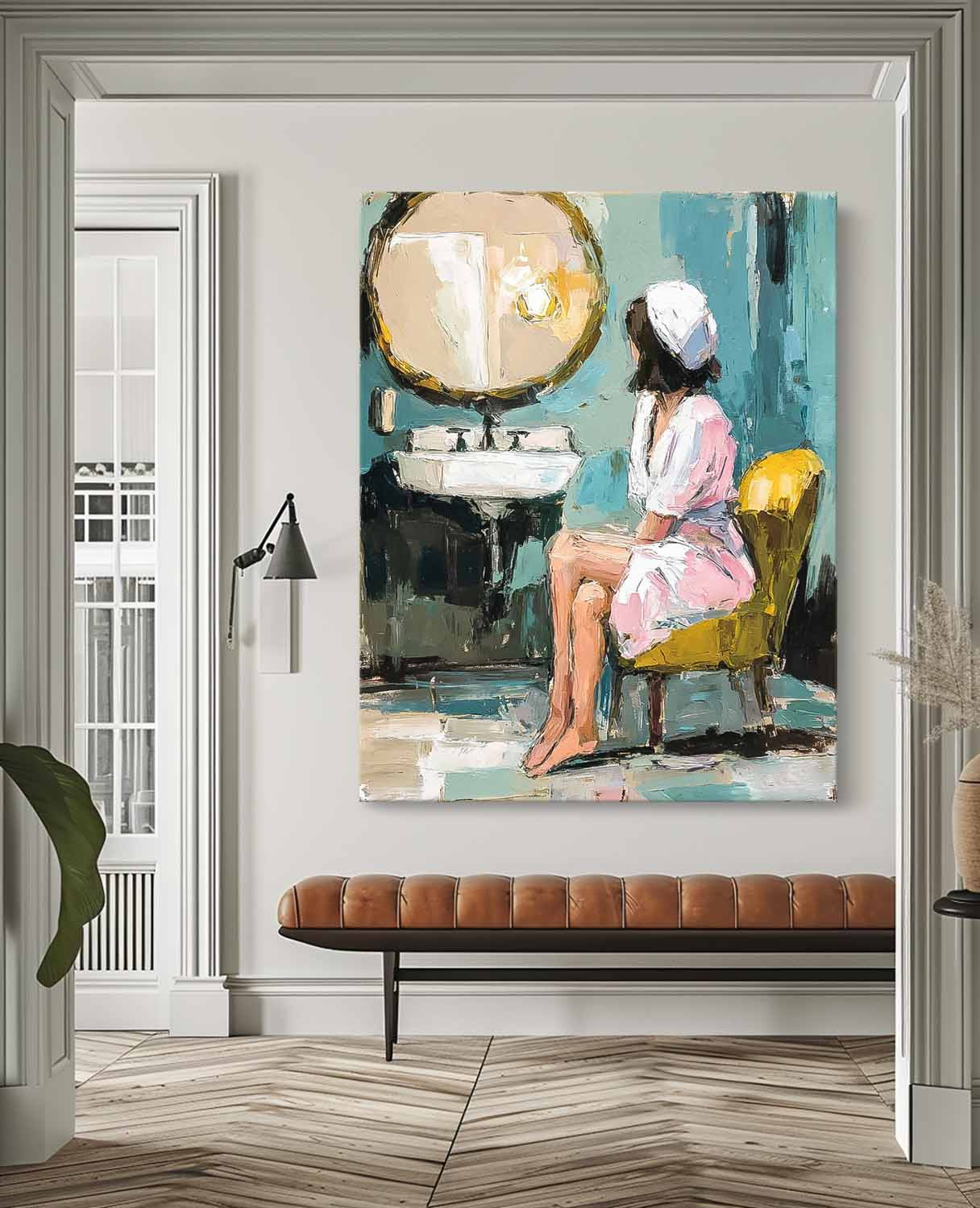Abstract Lady Oil Painting Canvas Original Impressionist Bathroom Art Oil Painting Modern Home Decor