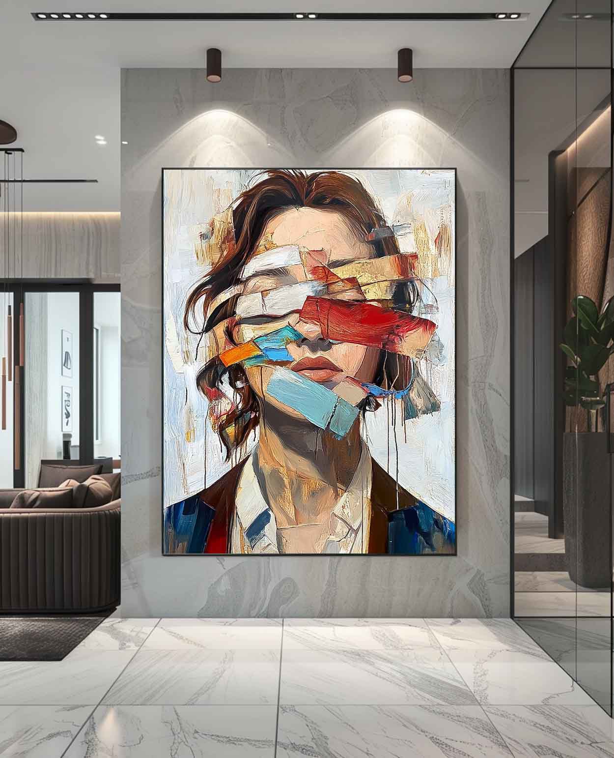 Original Texture Girl Wall Art Coloful Lady Contemporary Artwork Abstract Woman Oil Painting On Canvas