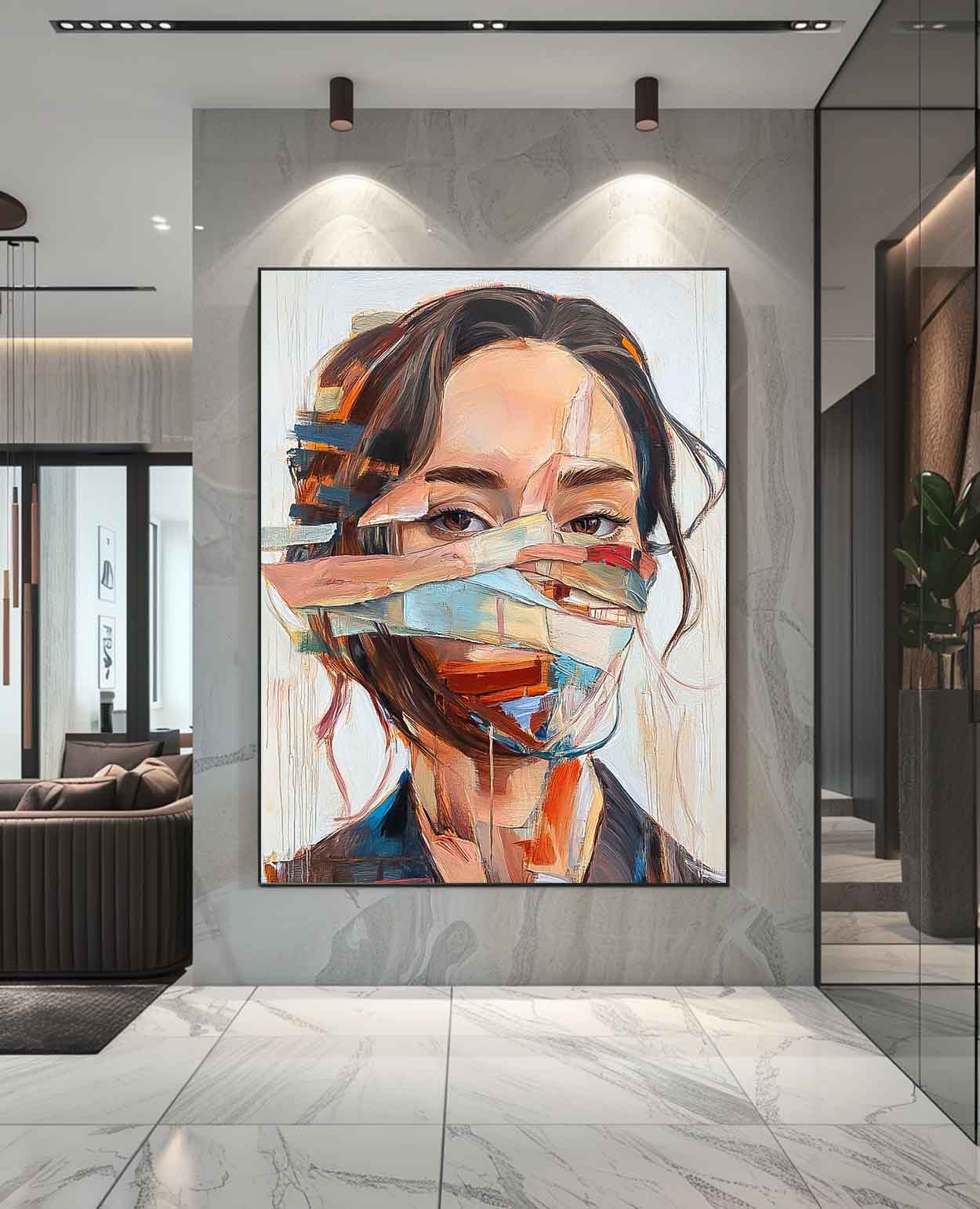 Coloful Lady Contemporary Artwork Abstract Woman Oil Painting On Canvas Original Texture Girl Wall Art