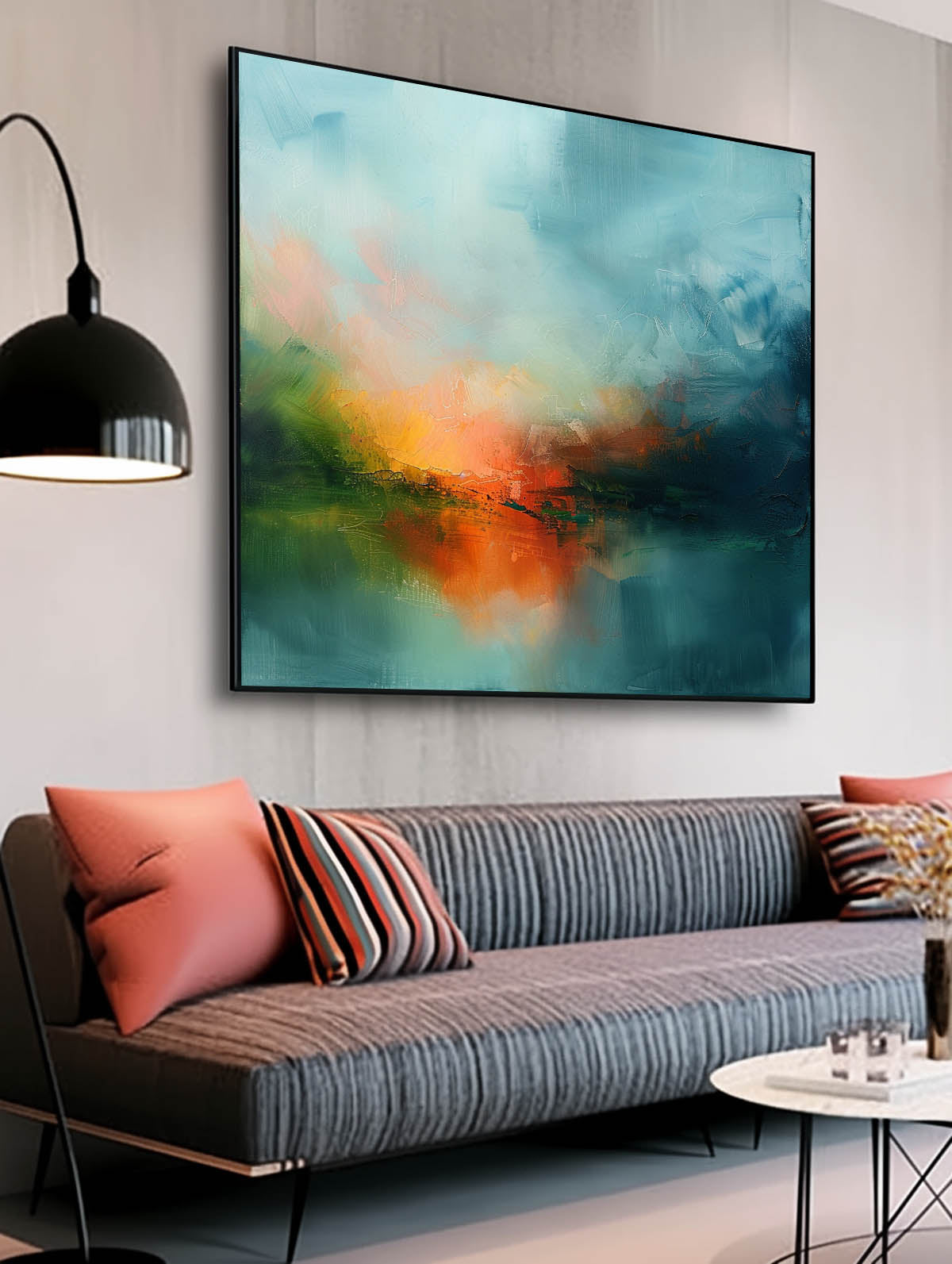 Large Abstract Oil Painting Canvas Modern Scenery Nature Art Original Warm Color Landscape Wall Art Home Decor