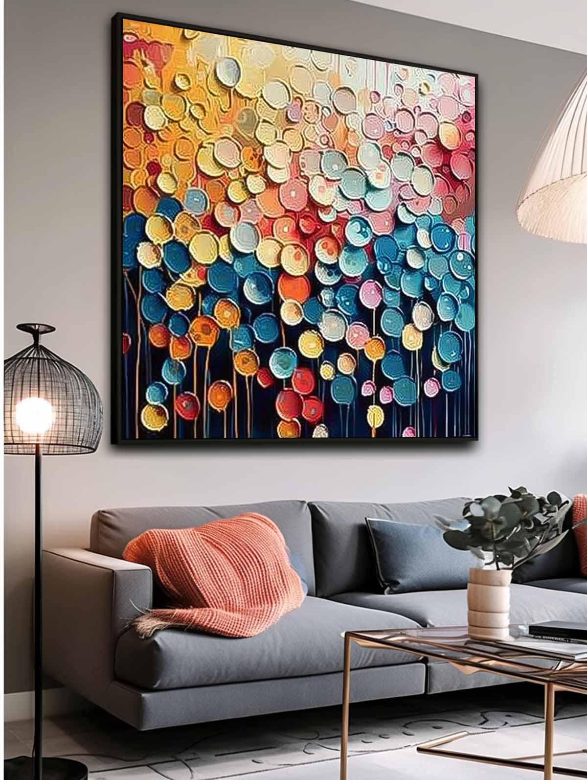 Contemporary Circle Color Block Oil Painting Square Texture Abstract Colorful Acrylic Painting On Canvas Wall Art