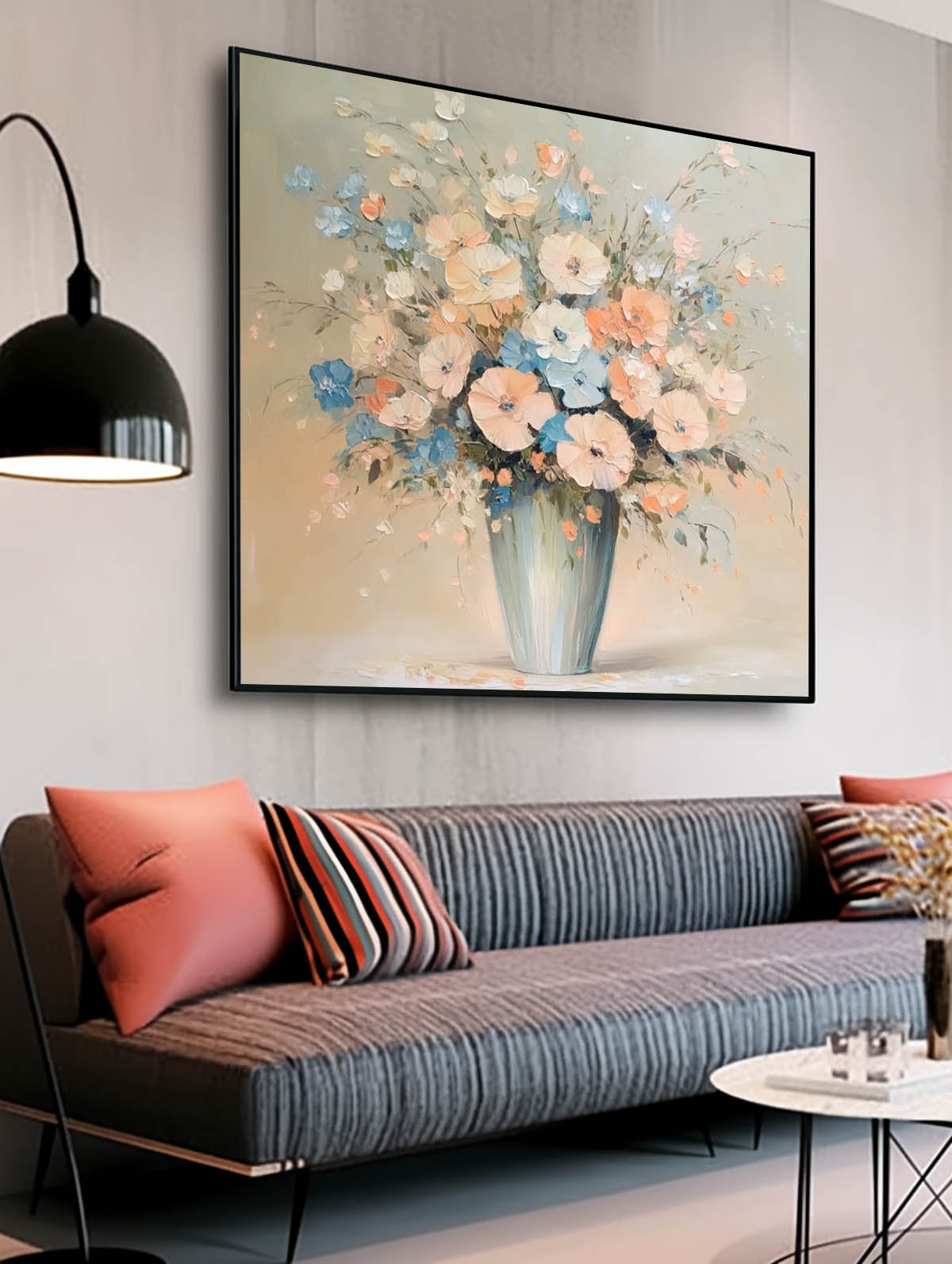 Original Exquisite Vase Art Large Textured Flower Painting Contemporary Blossom Wall Art For Living Room