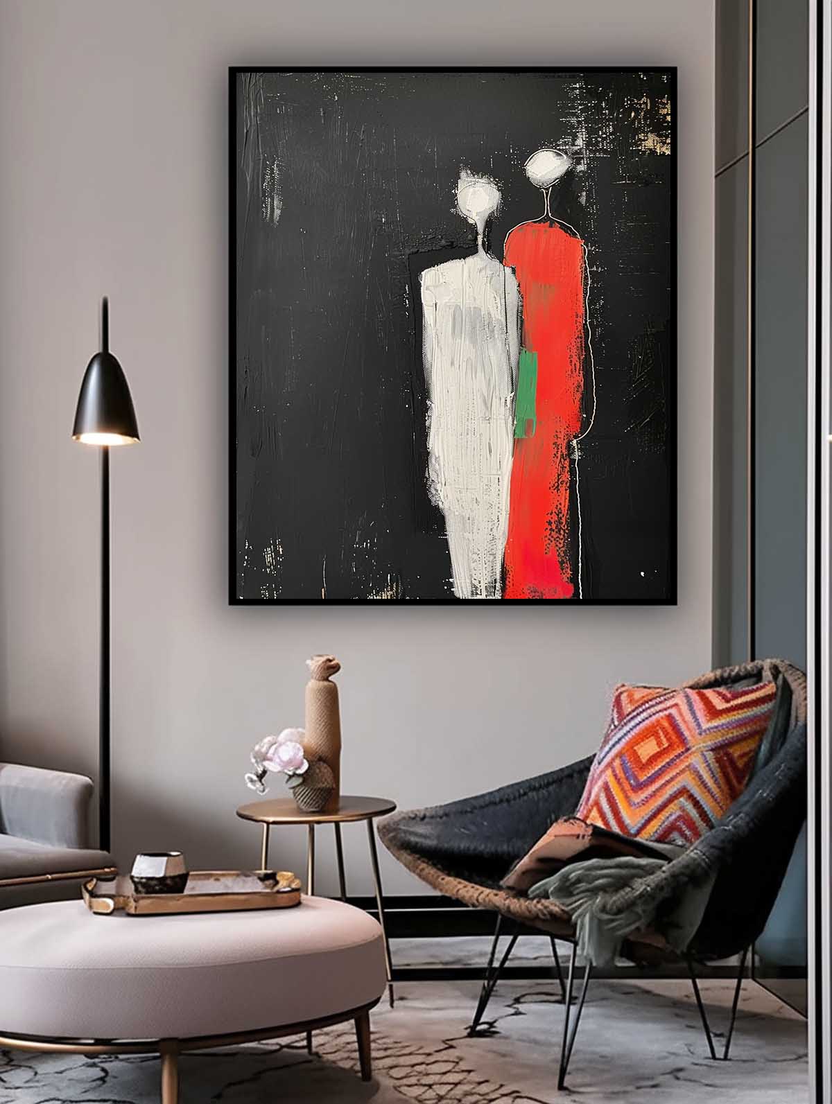 Minimalist Character Silhouette Original Wall Art Large Figure Painting Abstract Artwork For Living Room