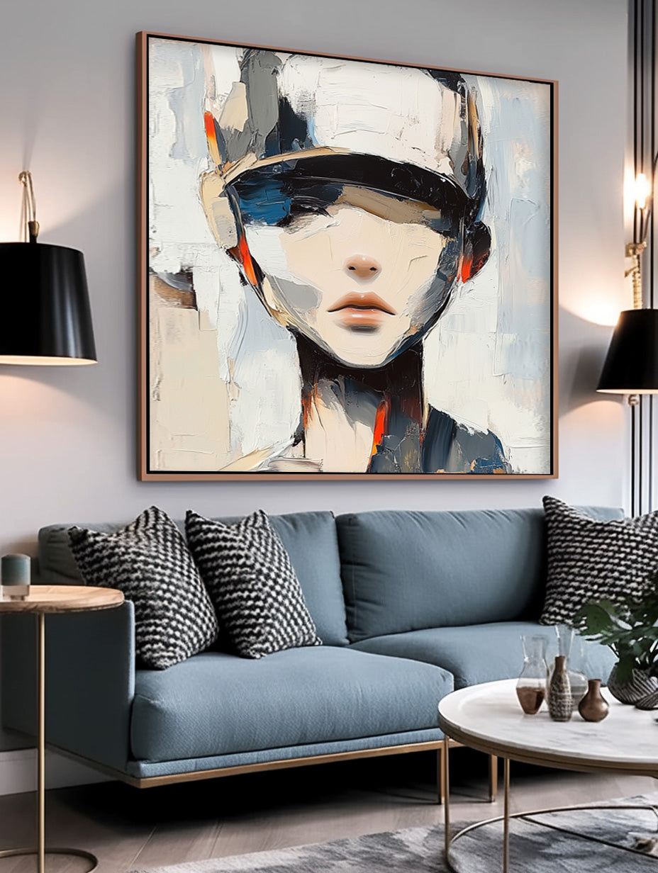 Original Abstract Woman painting Portrait Texture Minimalism Girl Portrait Woman Faceless Painting