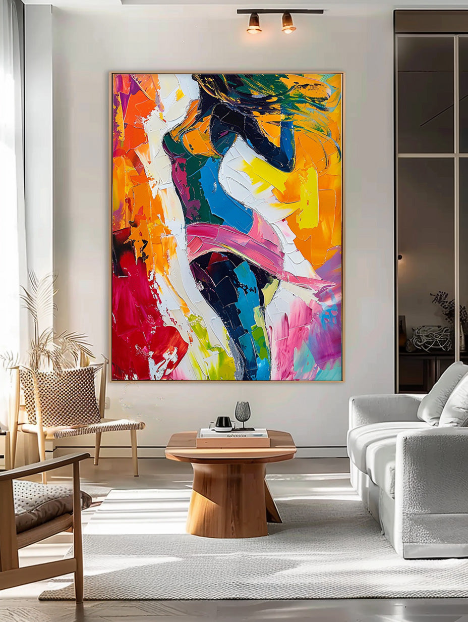 Original Texture Sexy Girl Wall Art Abstract Colorful Body Oil Painting On Canvas Modern Artwork