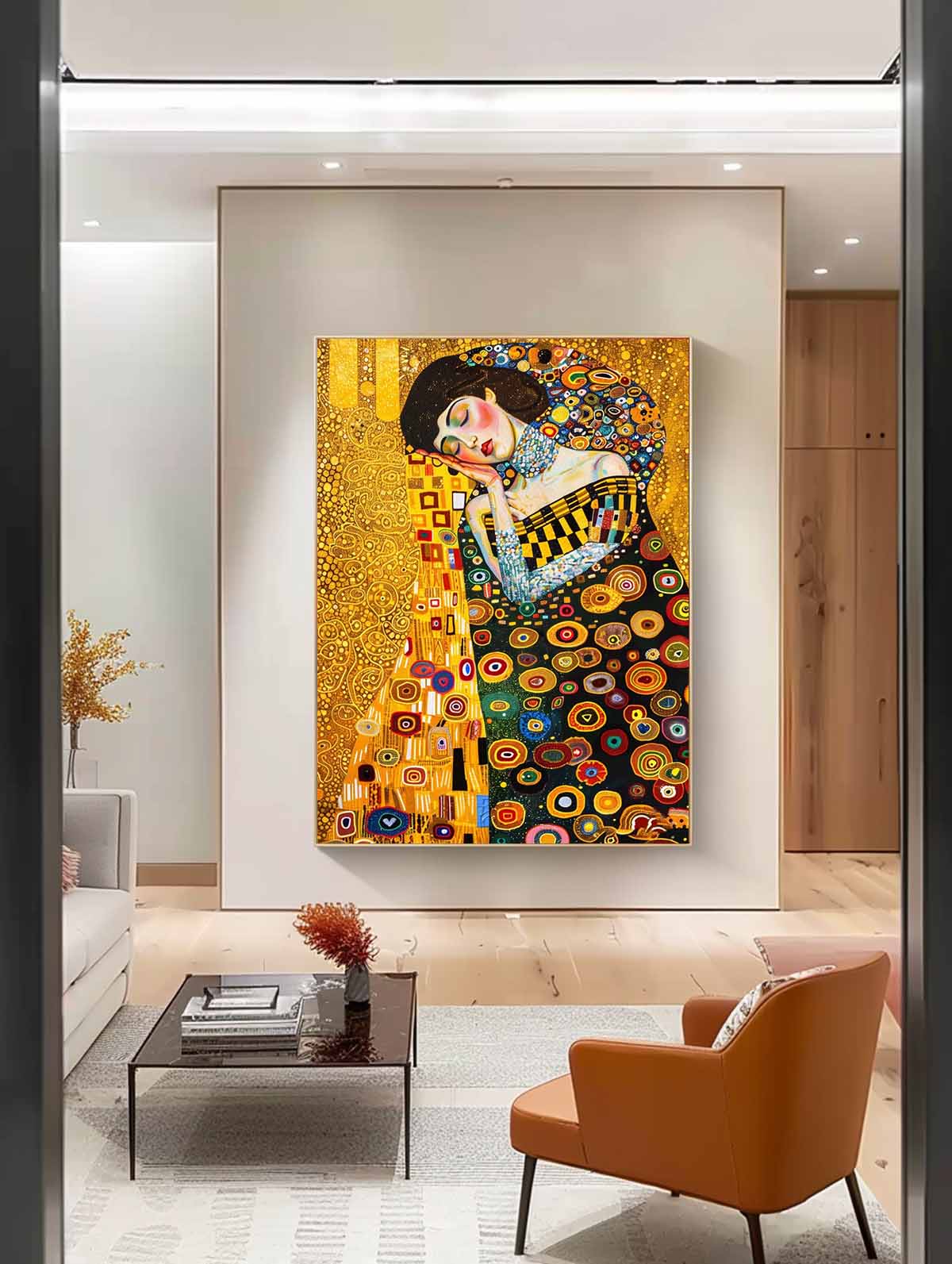 Exquisite Lady Colorful Abstract Artwork Large Figure Painting Original Gold Women Wall Art Gift