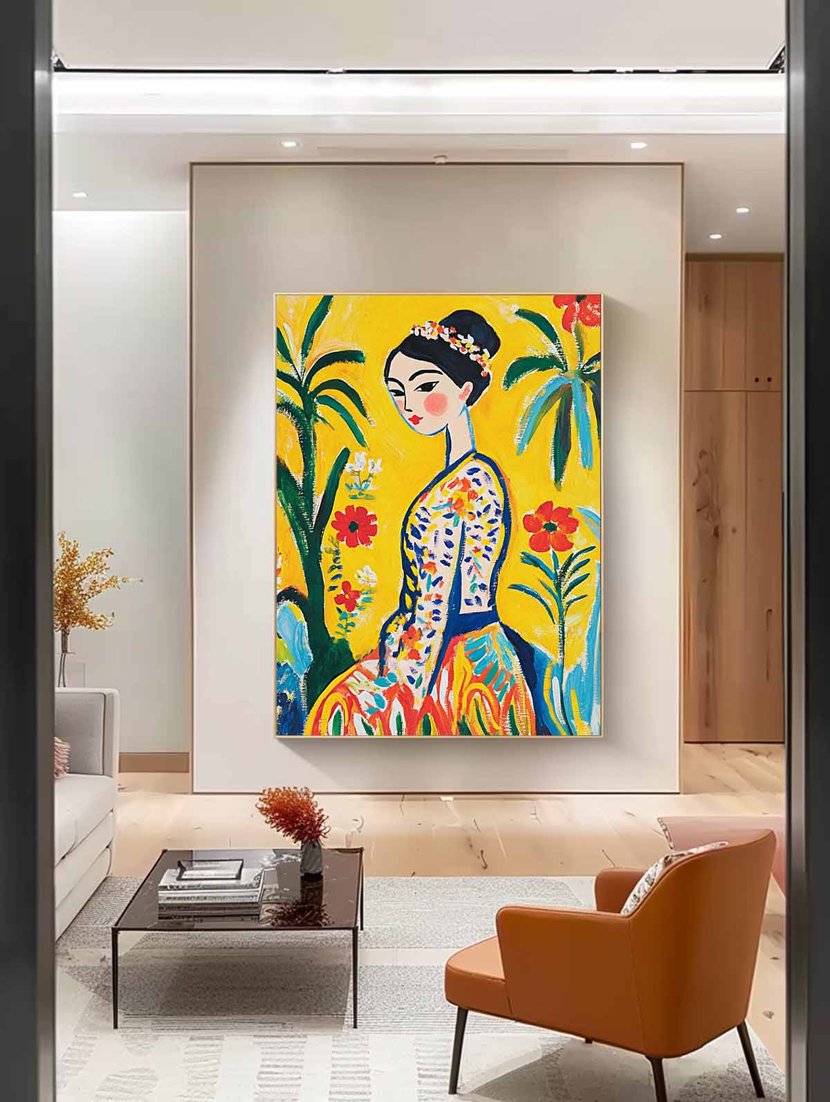 Lady In Gold Painting Artwork Cute Girl In A Romantic Vintage Style Gorgeous Original Modern Wall Art
