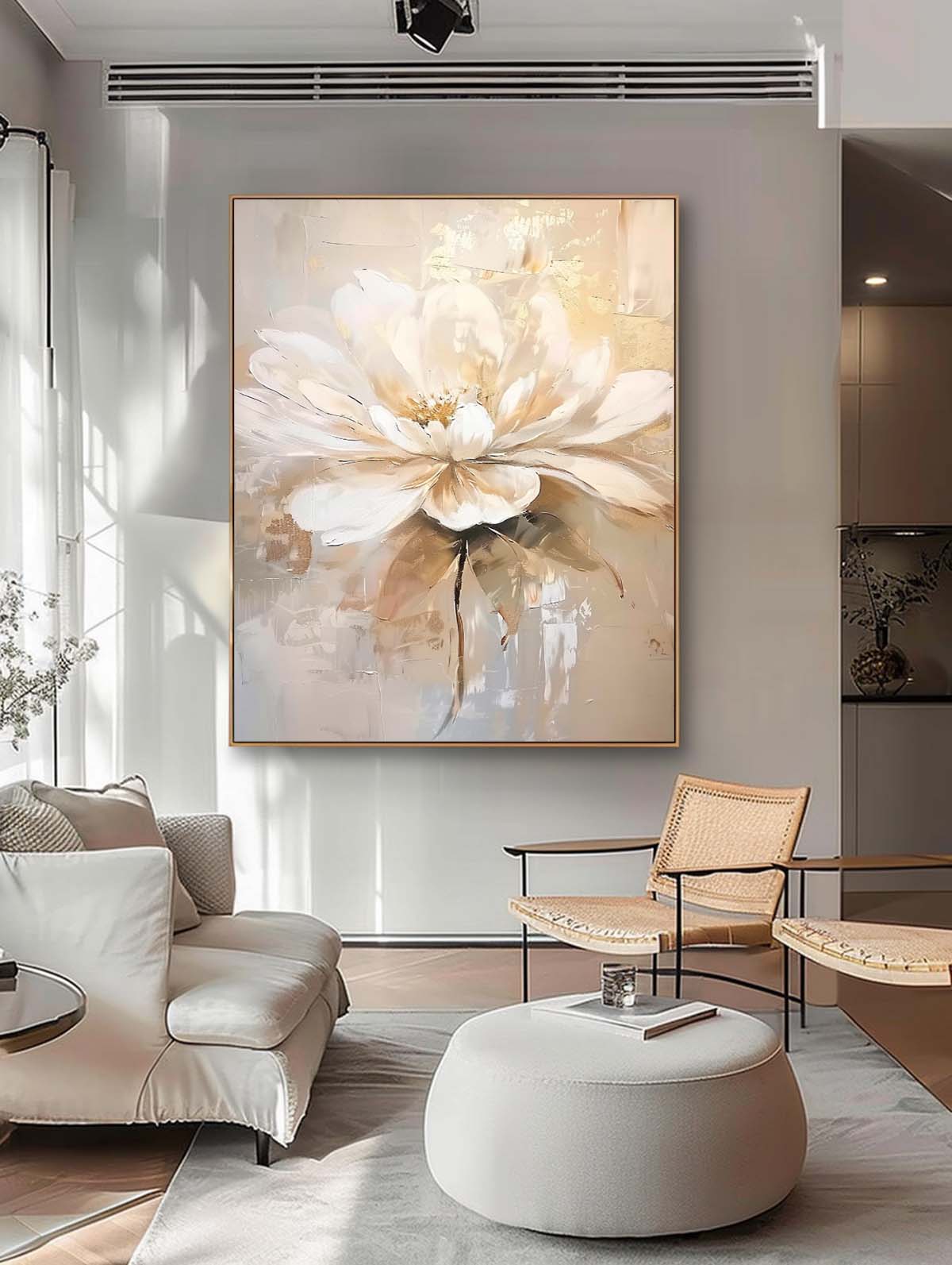 Original Abstract Painting Bright Color Flowers Acrylic Painting Canvas Large Textured Floral Art Framed