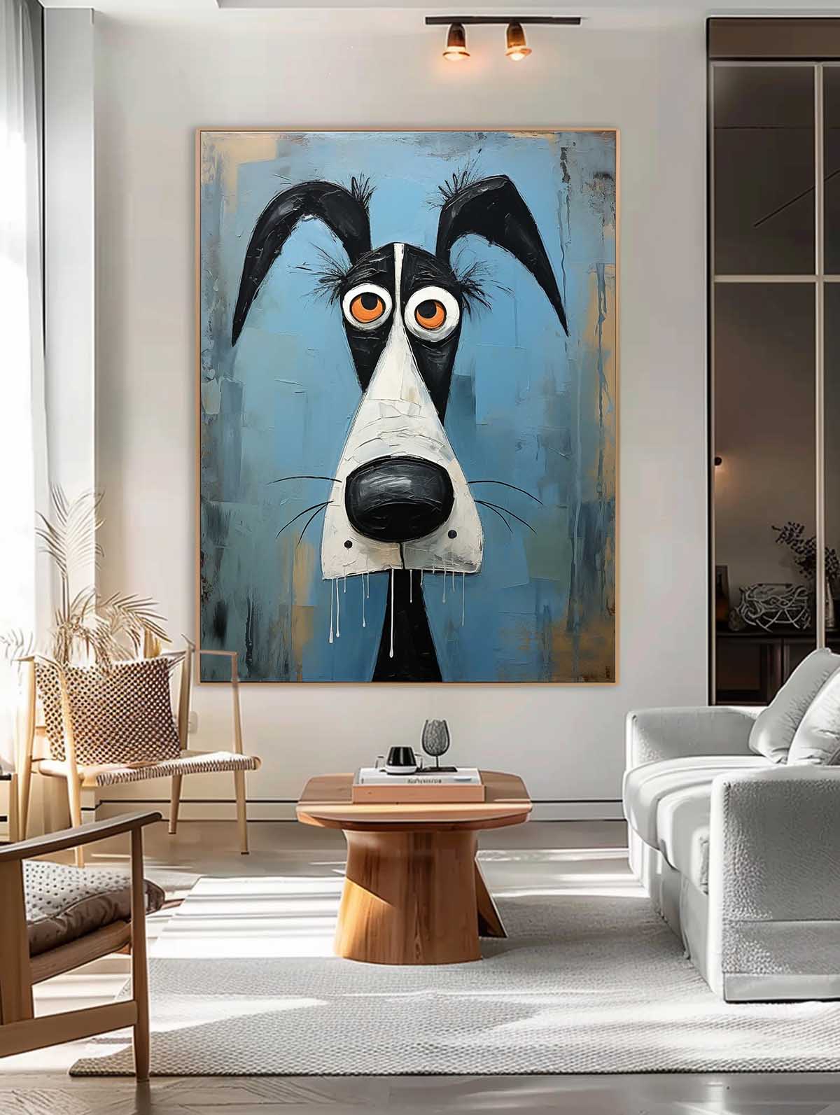 Large Puppy Artwork Abstract Lovely Dog Acrylic Painting Impressionism Animal Oil Painting Home Decor