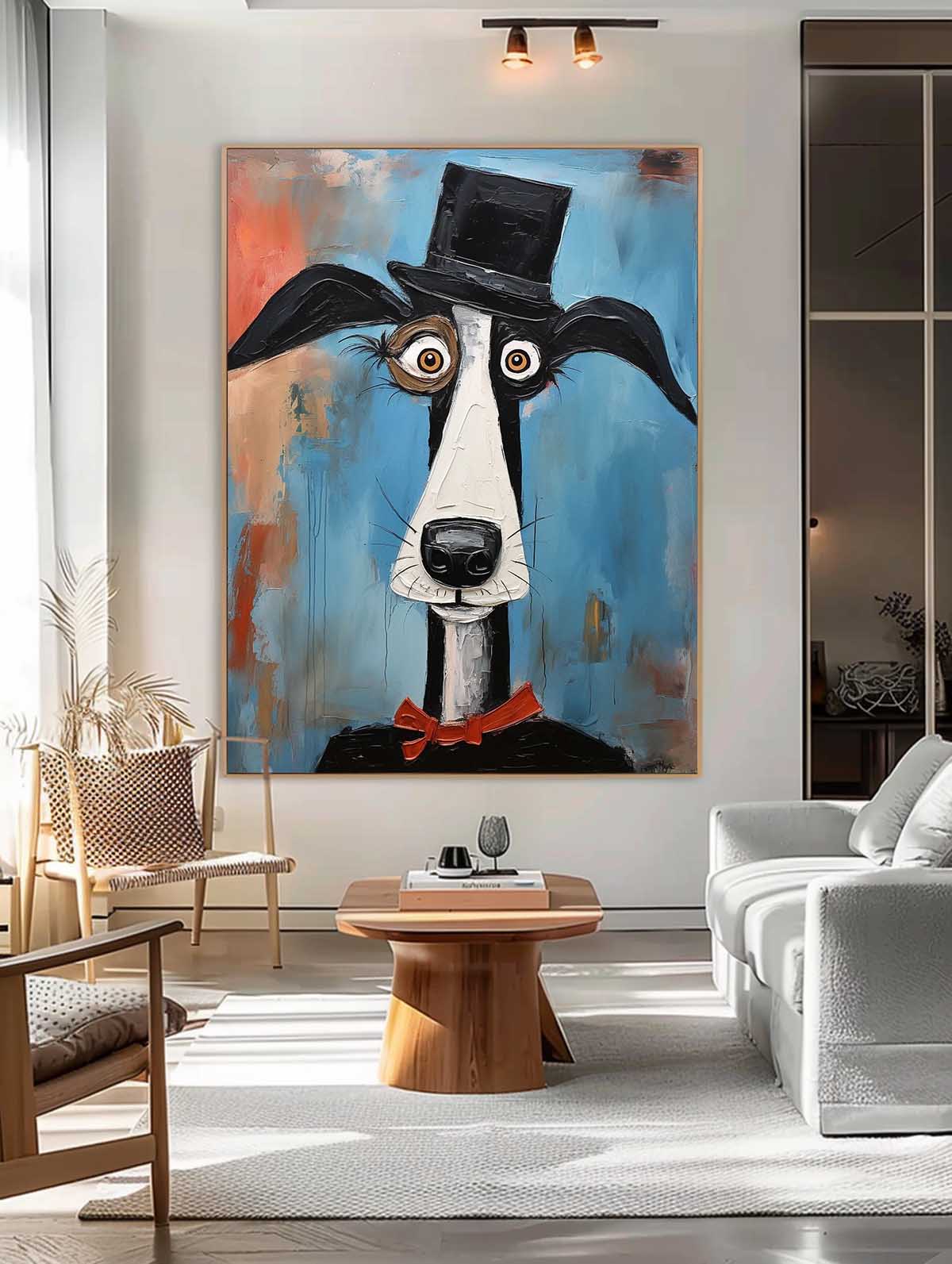 Abstract Lovely Dog Acrylic Painting Large Puppy Artwork Impressionism Animal Oil Painting Home Decor
