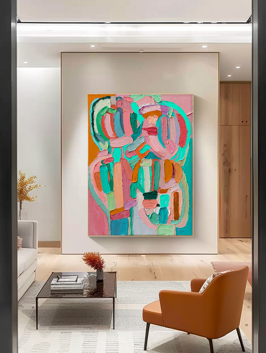 Texture Couple Abstract Oil Painting Large Lovers Acrylic Painting On Canvas Original Artwork For Living Room