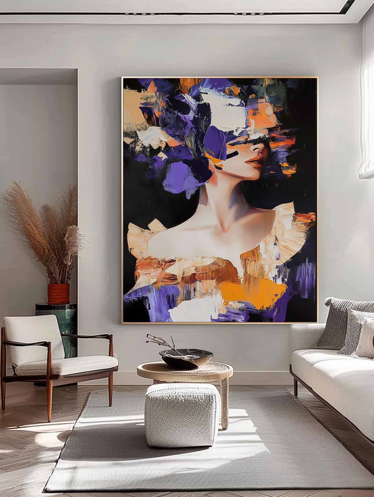 Original Texture Noble Lady Wall Art Coloful Woman Contemporary Artwork Abstract Female Oil Painting On Canvas