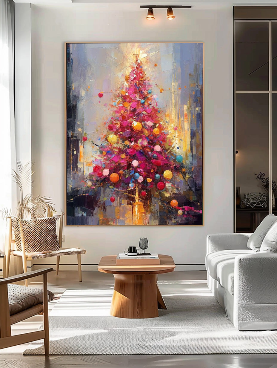 Original Christmas Tree Painting Exquisite Dreamy Acrylic Painting Texture Abstract Christmas Tree Art Home Decor