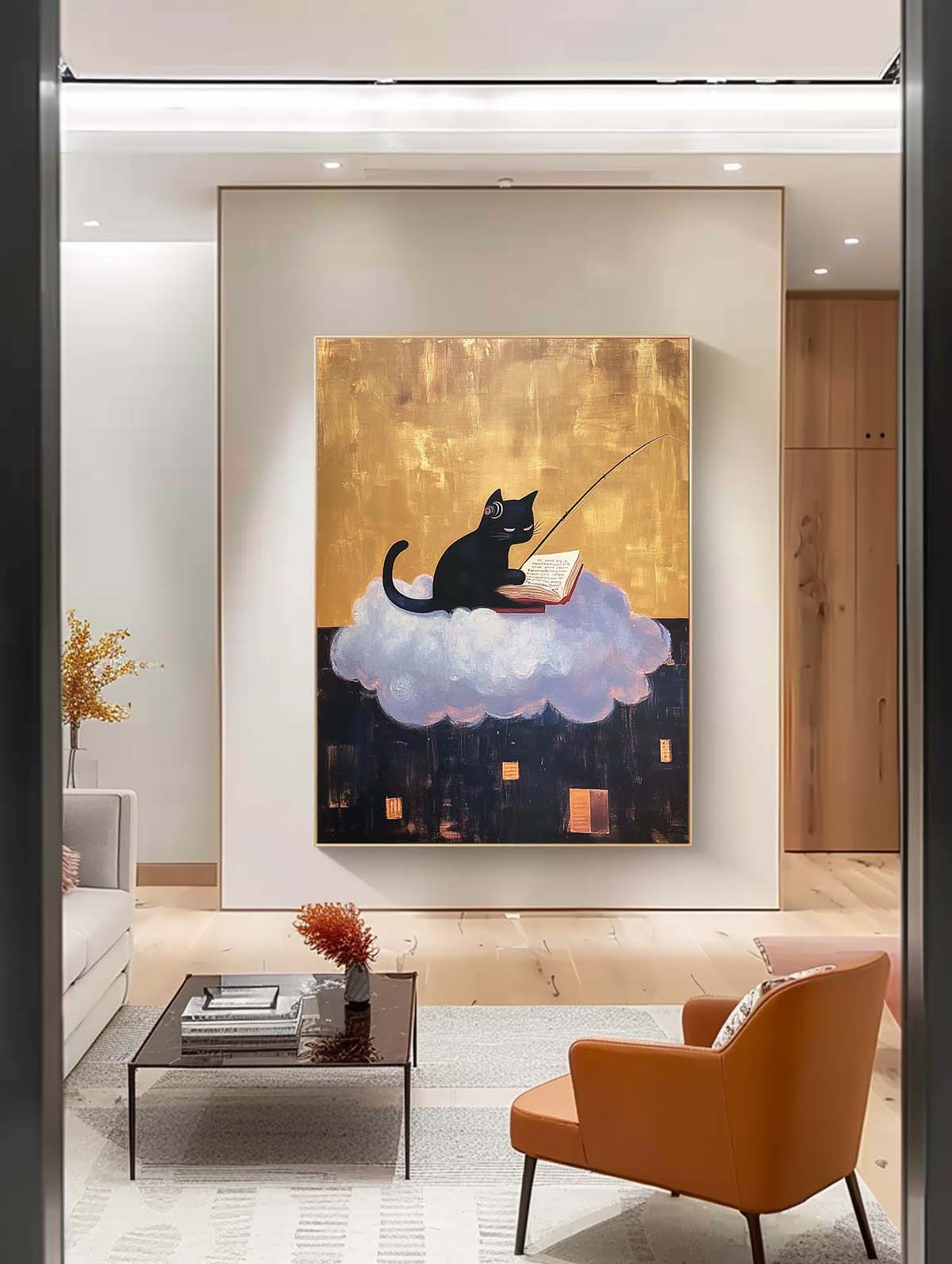 Personification Acrylic Painting Modern Cute Kitten Texture Animal Oil Painting Abstract Wall Art Decor
