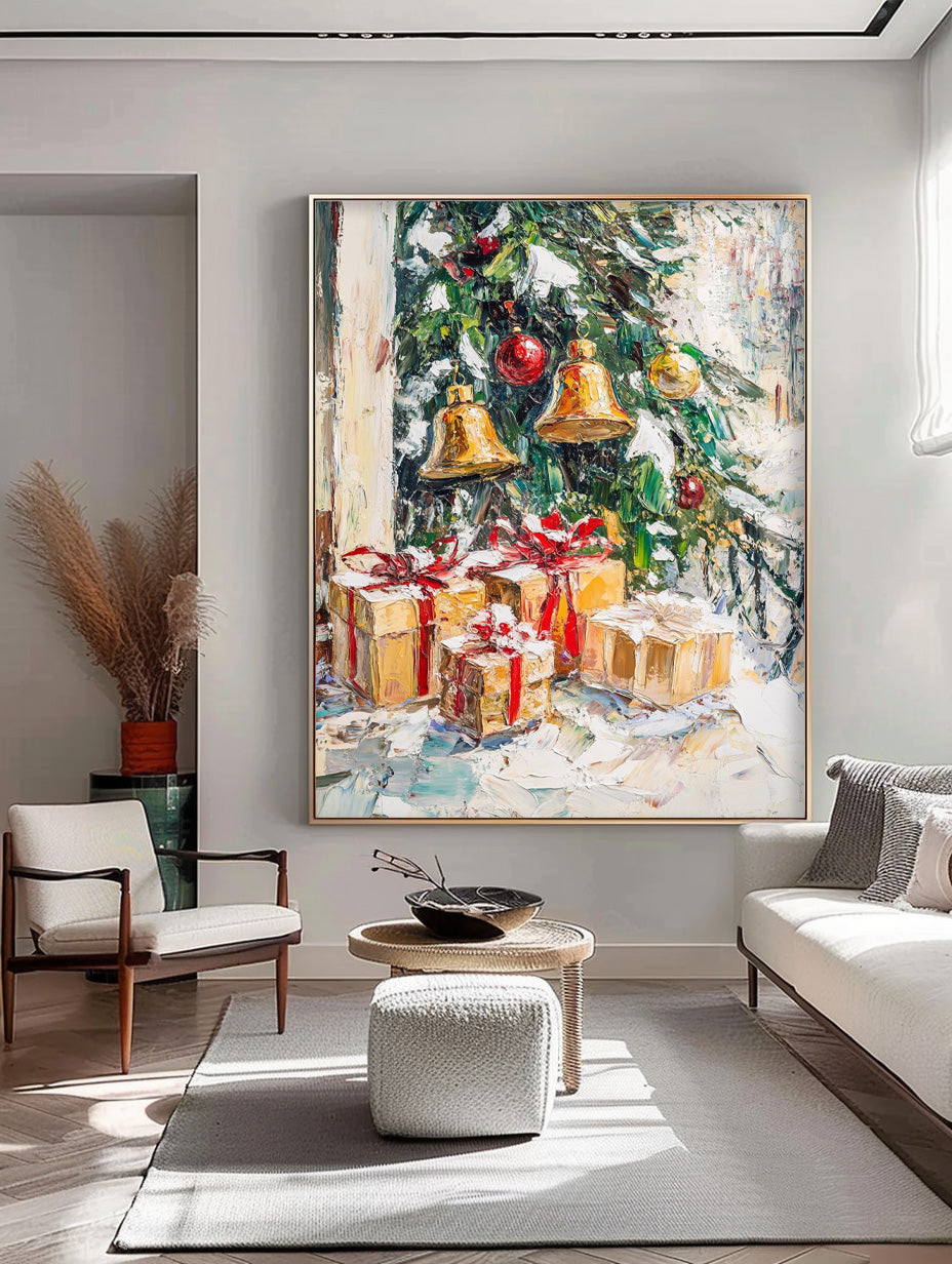 Original Christmas Tree Painting Snow Acrylic Painting Texture Abstract Christmas Tree Art Home Decor