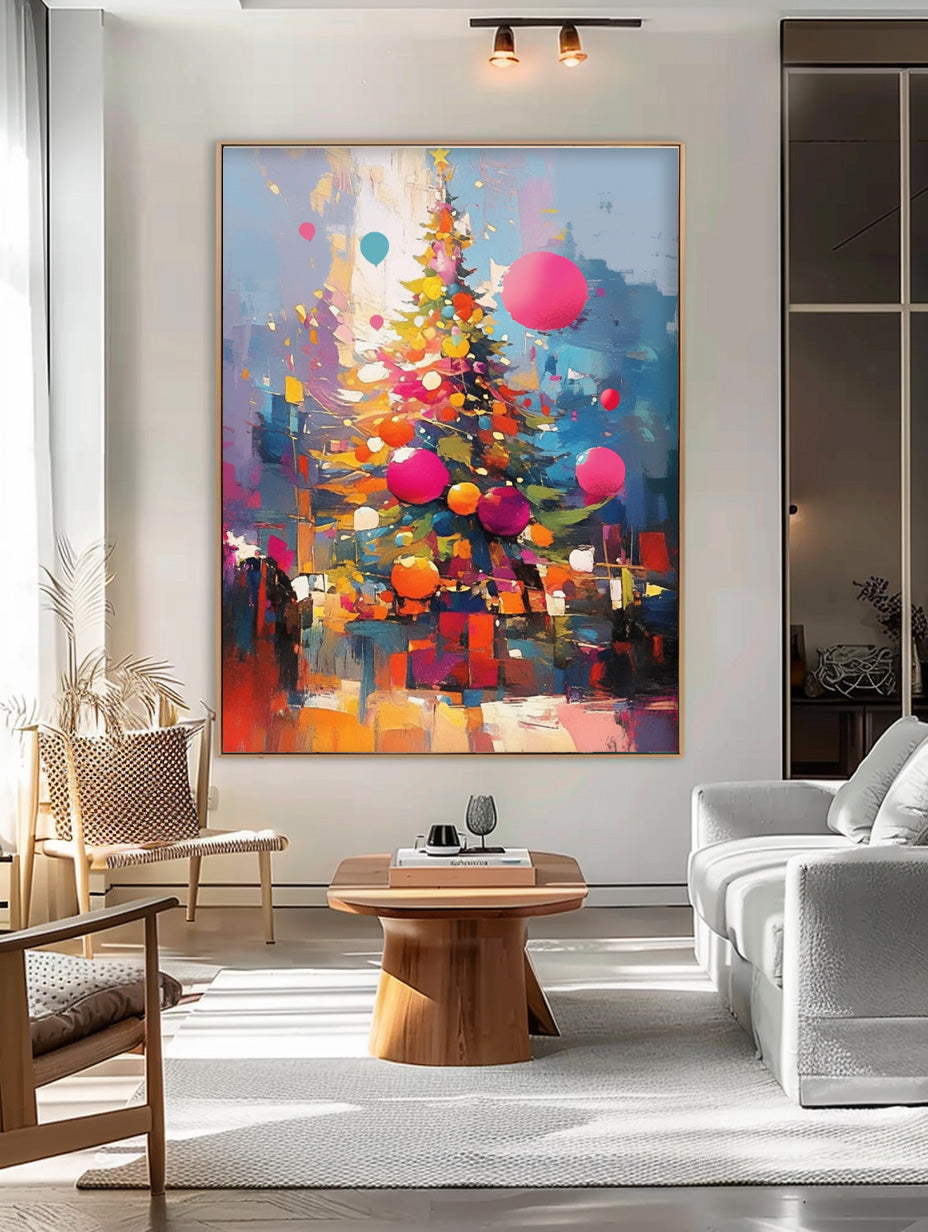 Exquisite Dreamy Acrylic Painting Original Christmas Tree Painting Texture Abstract Christmas Tree Art Home Decor