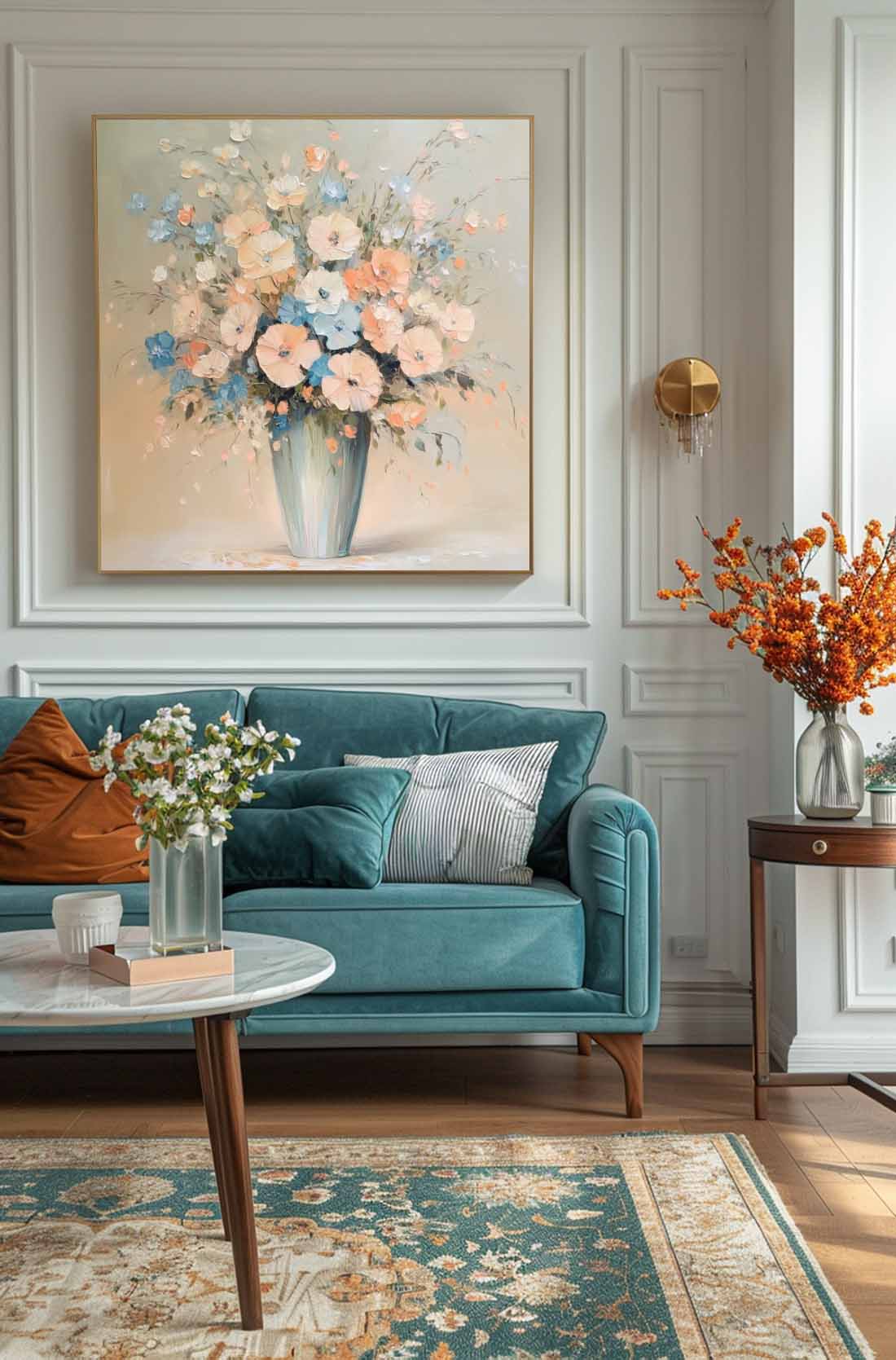 Original Exquisite Vase Art Large Textured Flower Painting Contemporary Blossom Wall Art For Living Room