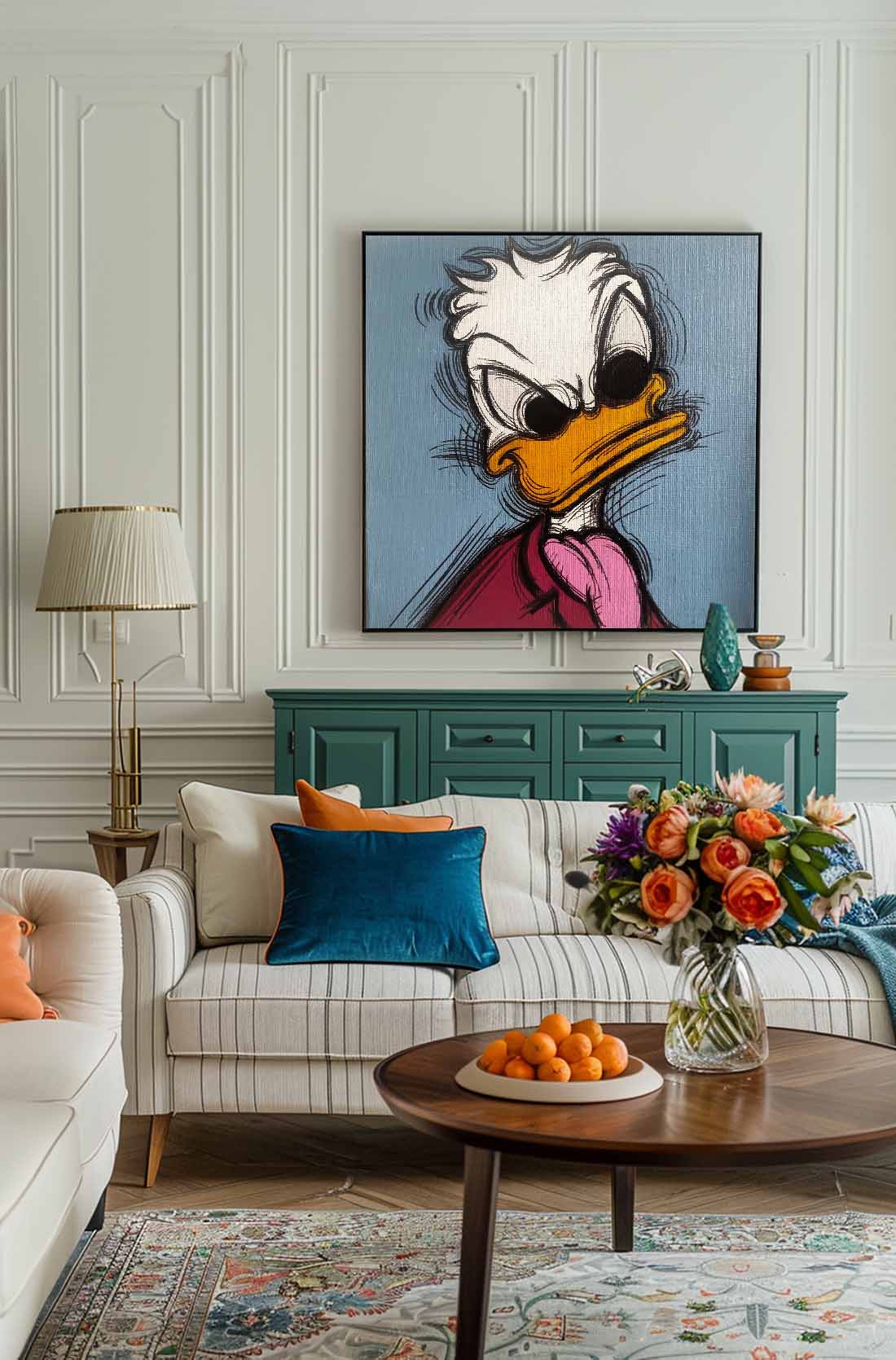Square Donald Duck Abstract Wall Art Original Graffiti Disney Characters Painting Canvas Large Artwork