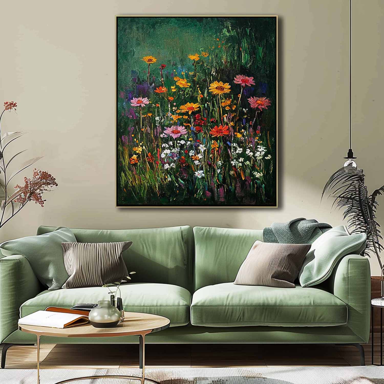 Big Original Texture Beautiful colorful Flowers Artwork Abstract Flower Oil Painting On Canvas Framed