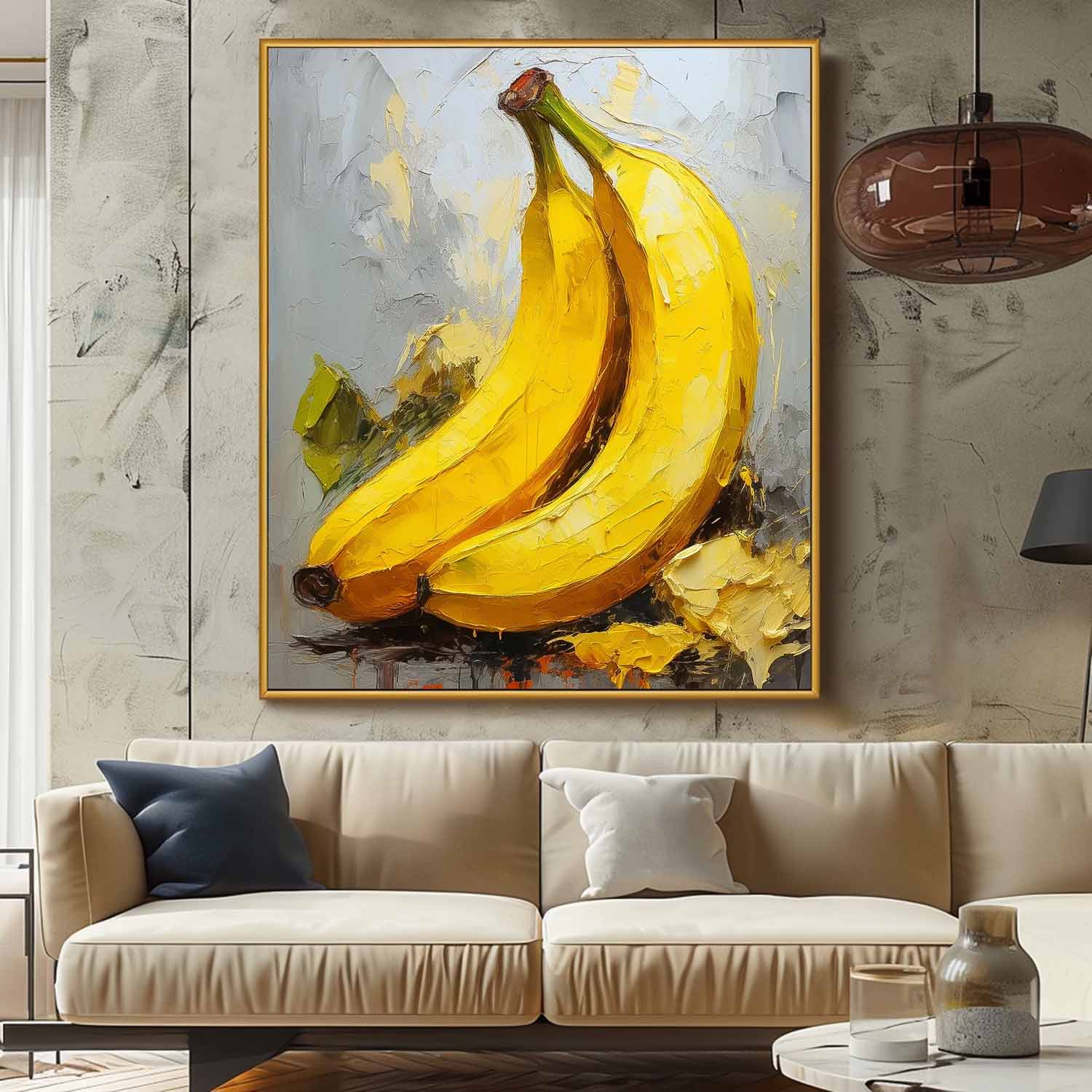 Color Fruit Acrylic Painting Abstract Still Life Painting On Canvas Large Banana Original Artwork Gift