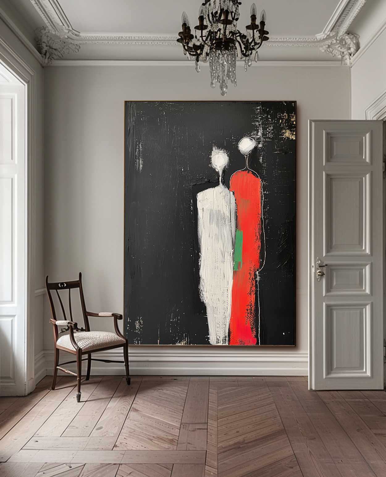 Minimalist Character Silhouette Original Wall Art Large Figure Painting Abstract Artwork For Living Room