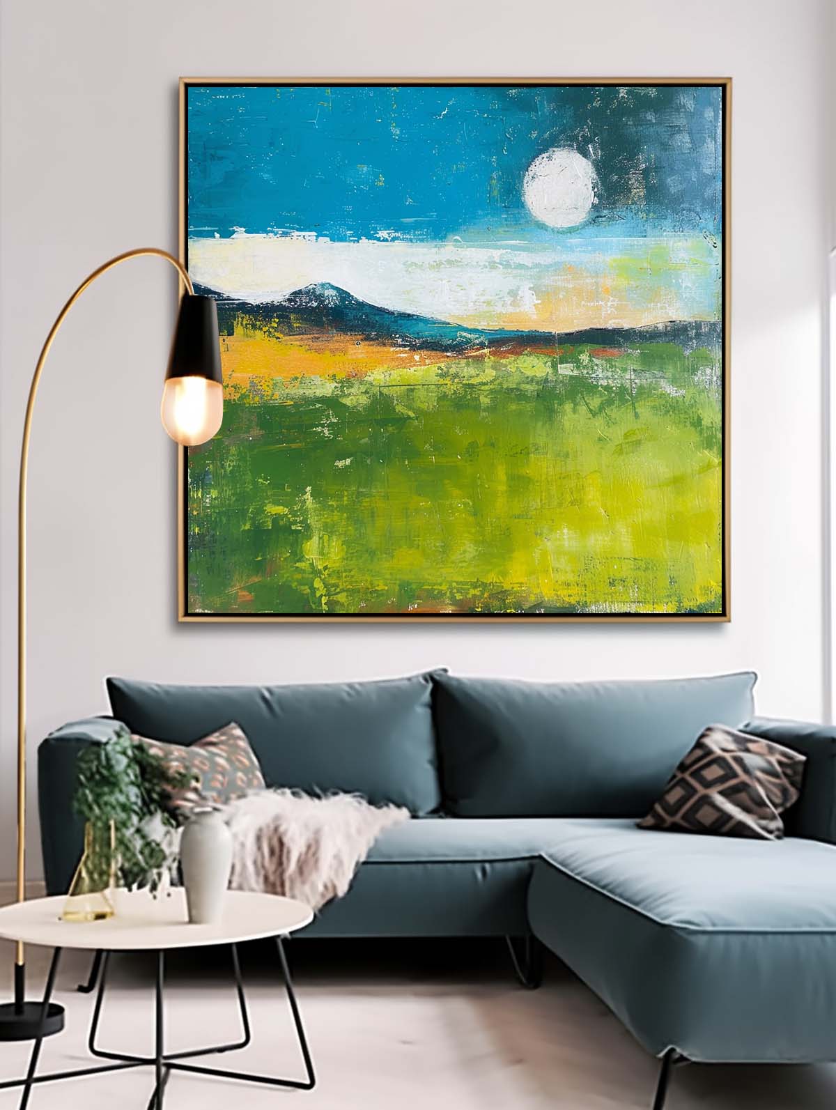 Large Abstract Oil Painting On Canvas Original Country Wall Art Modern Nature Farmhouse Art for Living Room