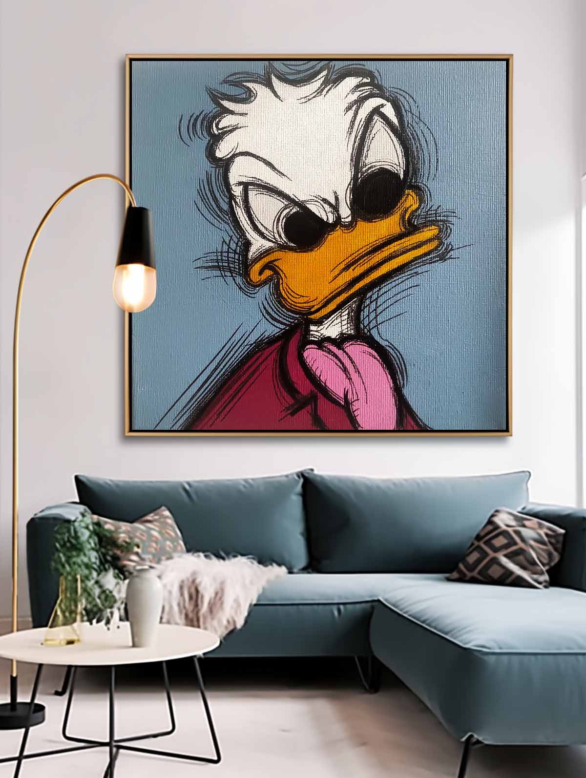 Square Donald Duck Abstract Wall Art Original Graffiti Disney Characters Painting Canvas Large Artwork