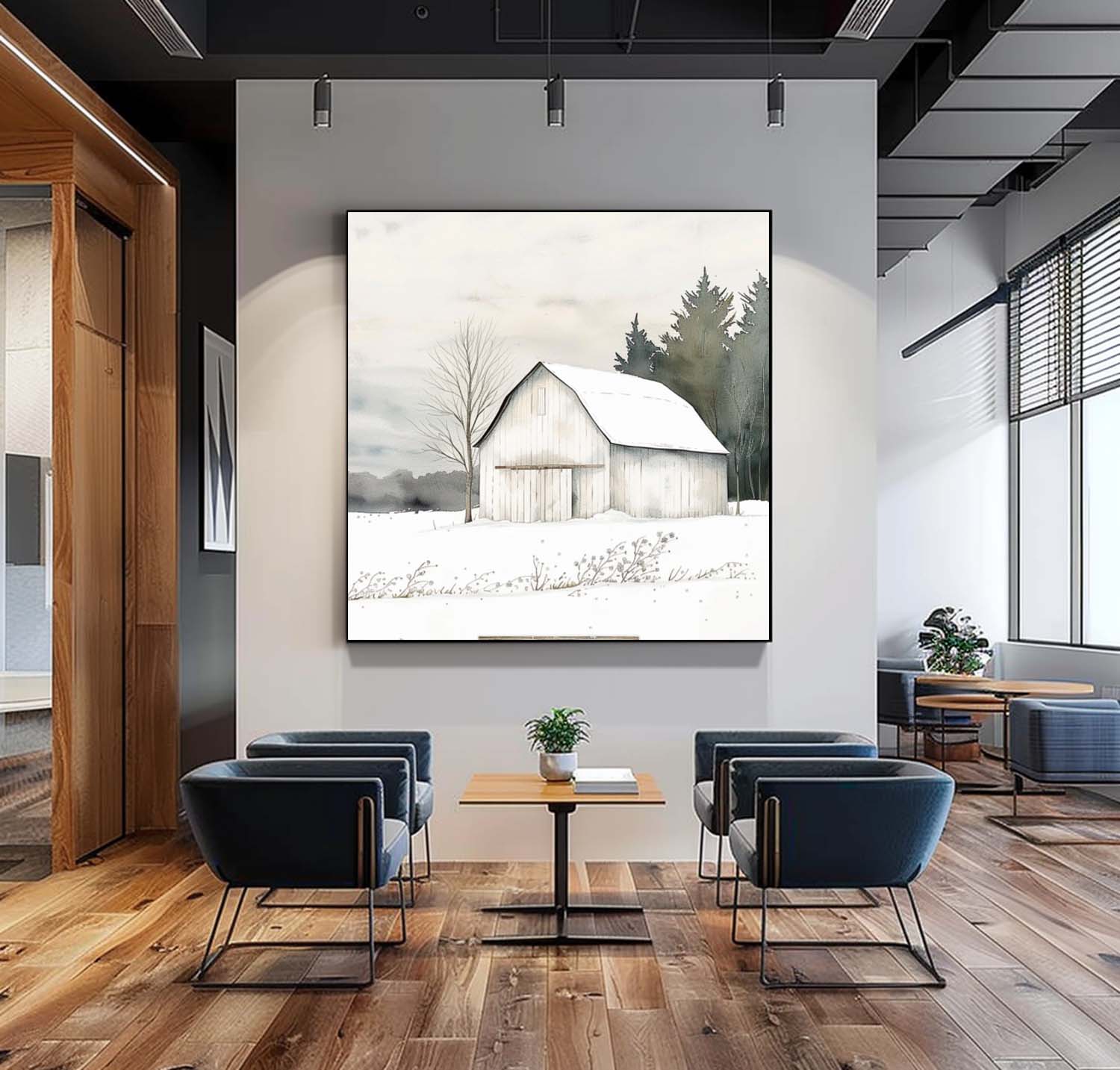 Country Cottage Realism Oil Painting Large White Texture Painting On Canvas Winter Landscape Wall Art