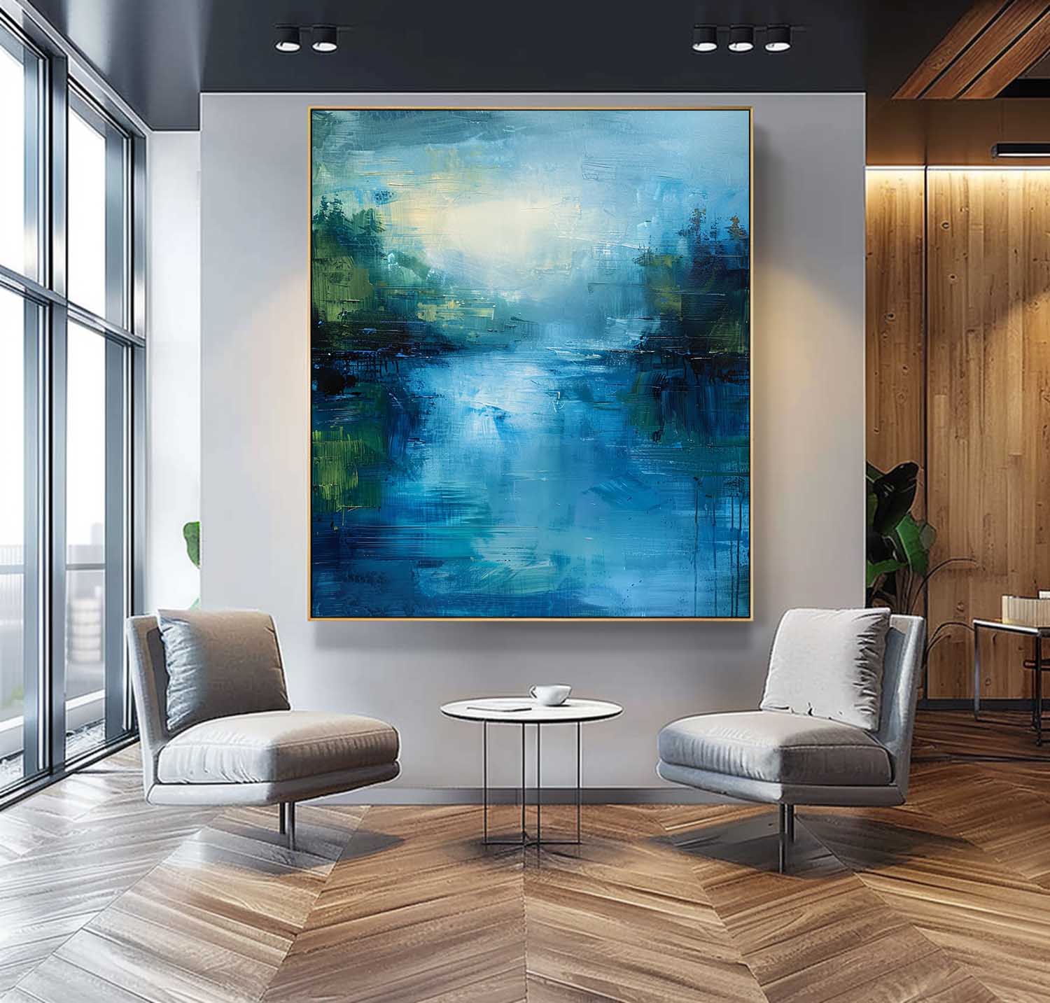 Large Abstract Landscape Painting On Canvas Original Vertical Painting Modern Scenery Wall Art