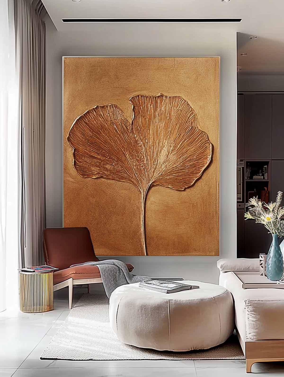 Exquisite Ginkgo Leaf Painting Acrylic Textured Floral Art Impressionist Ginkgo Leaf Paintings For Living Room