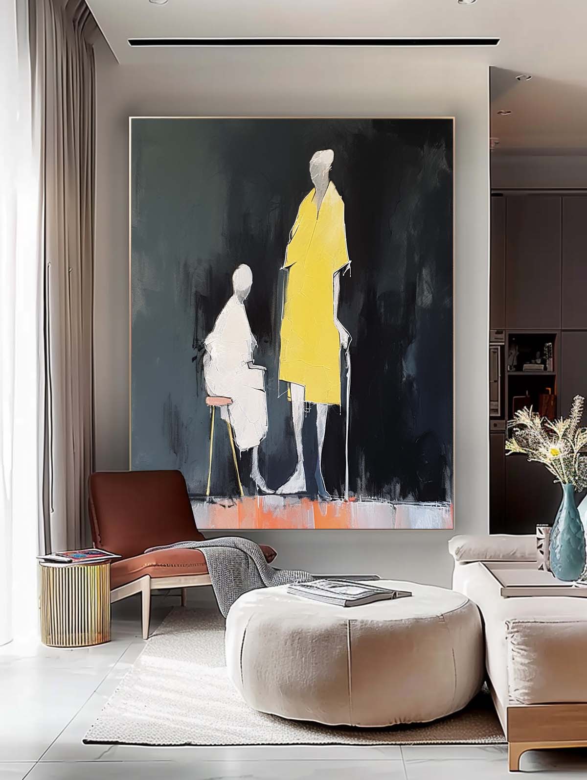 Original People In The Dark Wall Art Large Figure Painting Original Abstract Artwork For Living Room