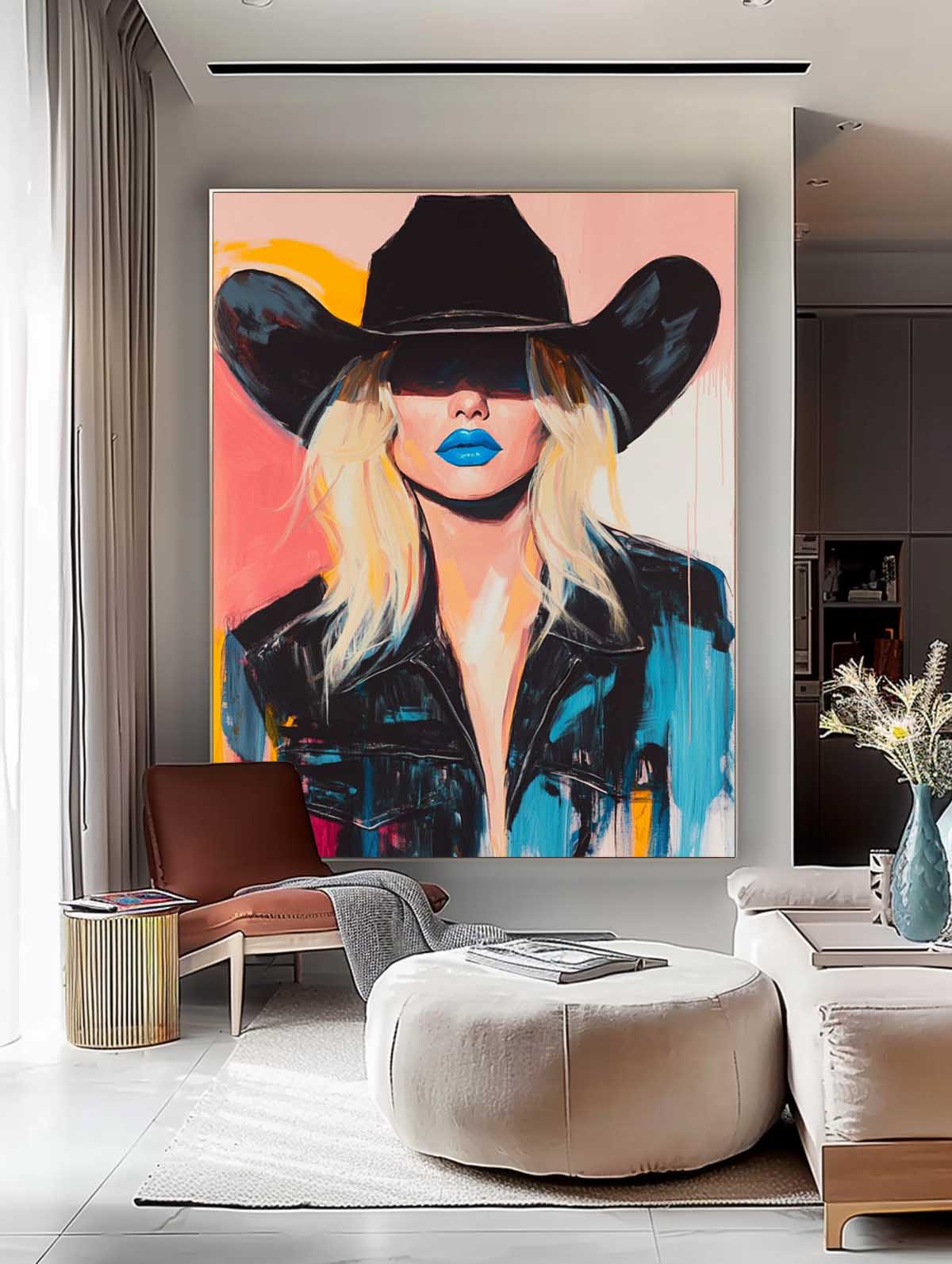 Beautiful Woman Wall Art painting Fashion Lady Abstract Painting Large Portrait Artwork Home Decor