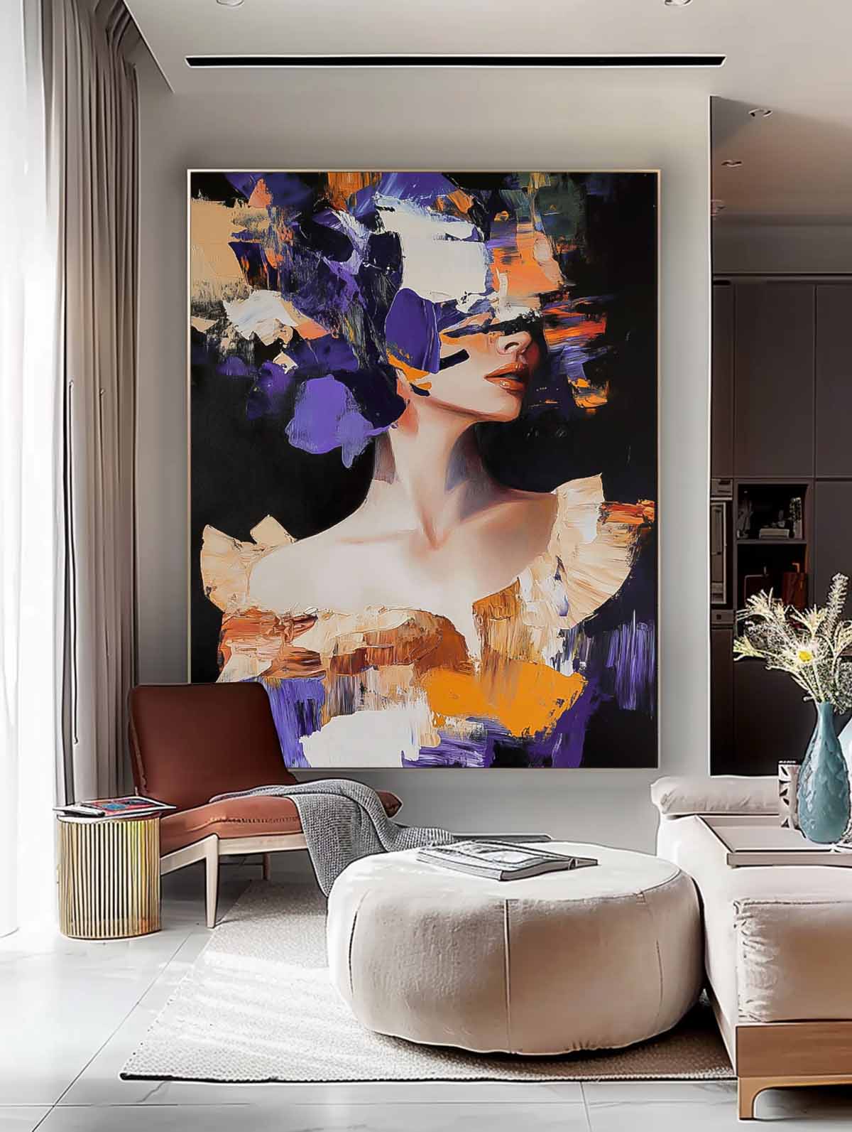 Original Texture Noble Lady Wall Art Coloful Woman Contemporary Artwork Abstract Female Oil Painting On Canvas