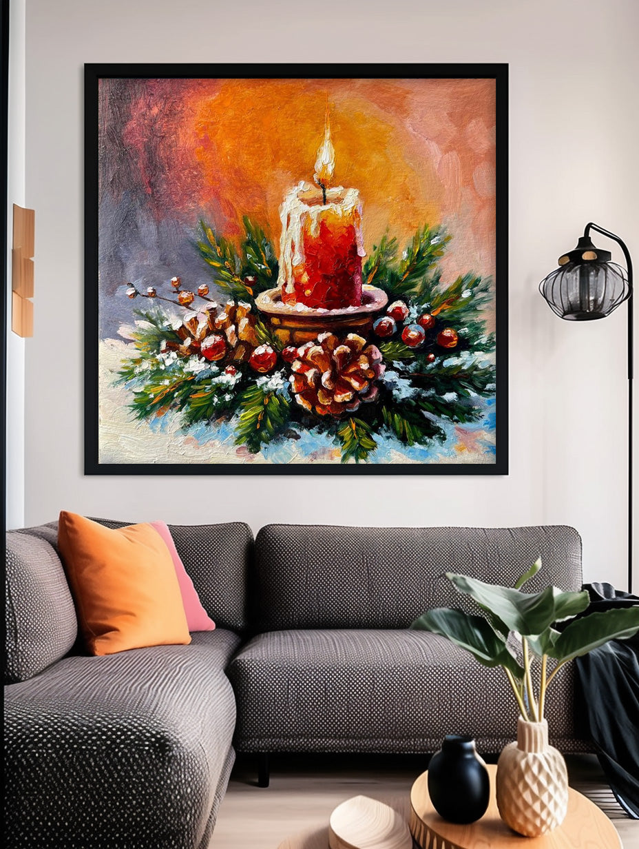 Square Large Acorn Candle Texture Abstract Wall Art Modern Abstract Oil Painting Christmas Decorations