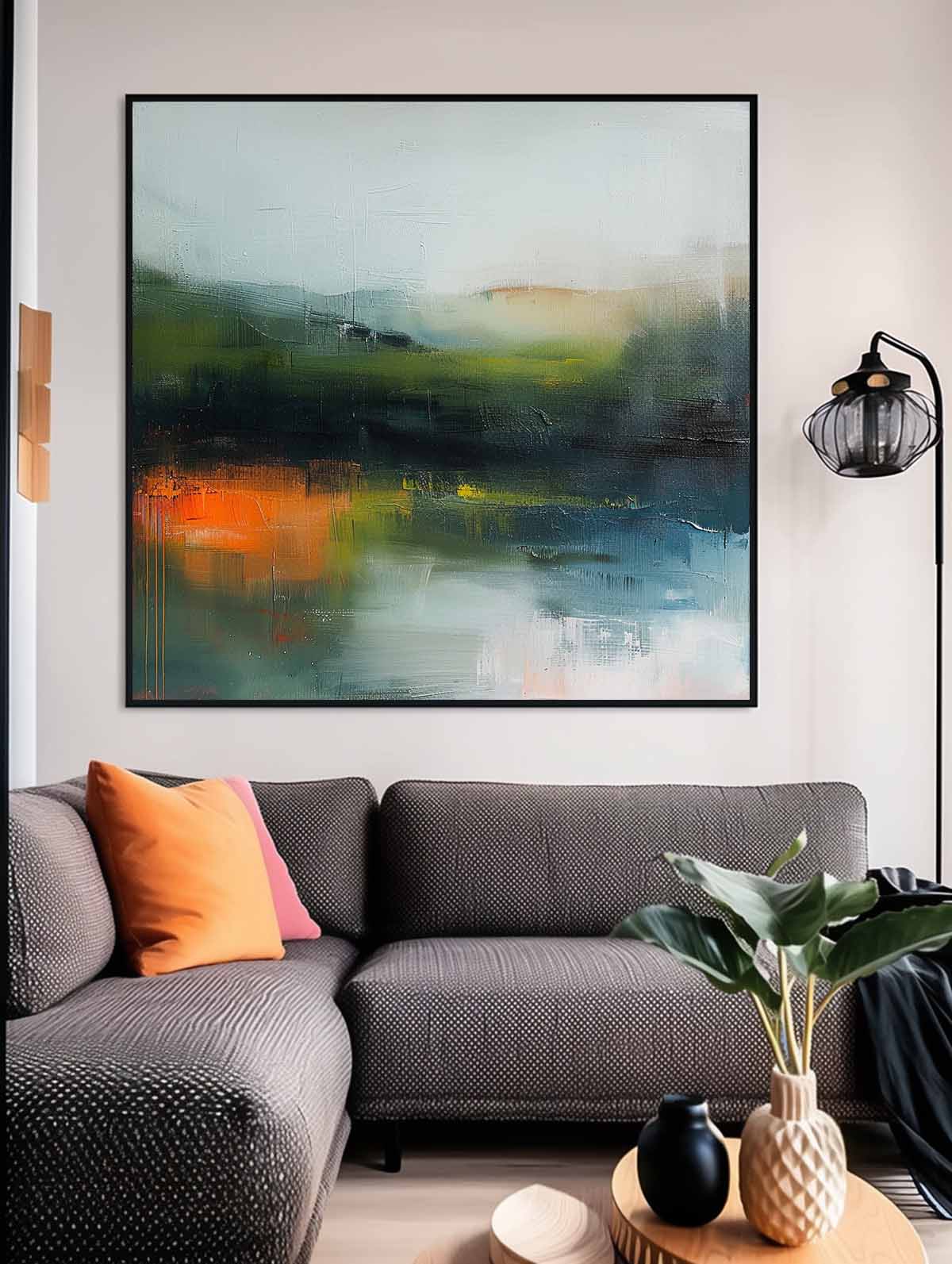 Modern Grey Scenery Nature Art Original Landscape Wall Art Large Abstract Oil Painting Canvas Home Decor